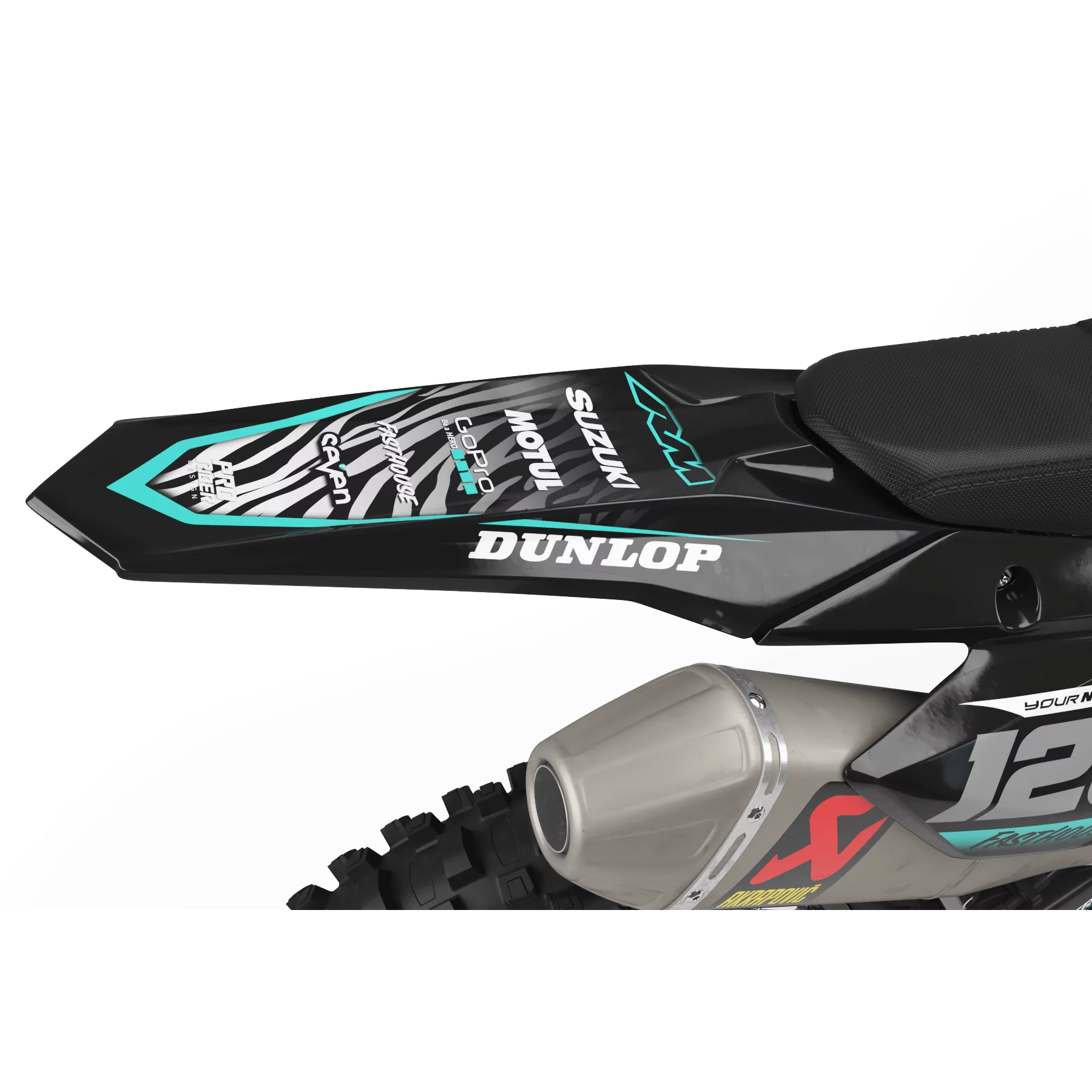 Motorcycle graphics kit Graphics Motocross PERSO SUZUKI MOTUL BLACK/TEAL