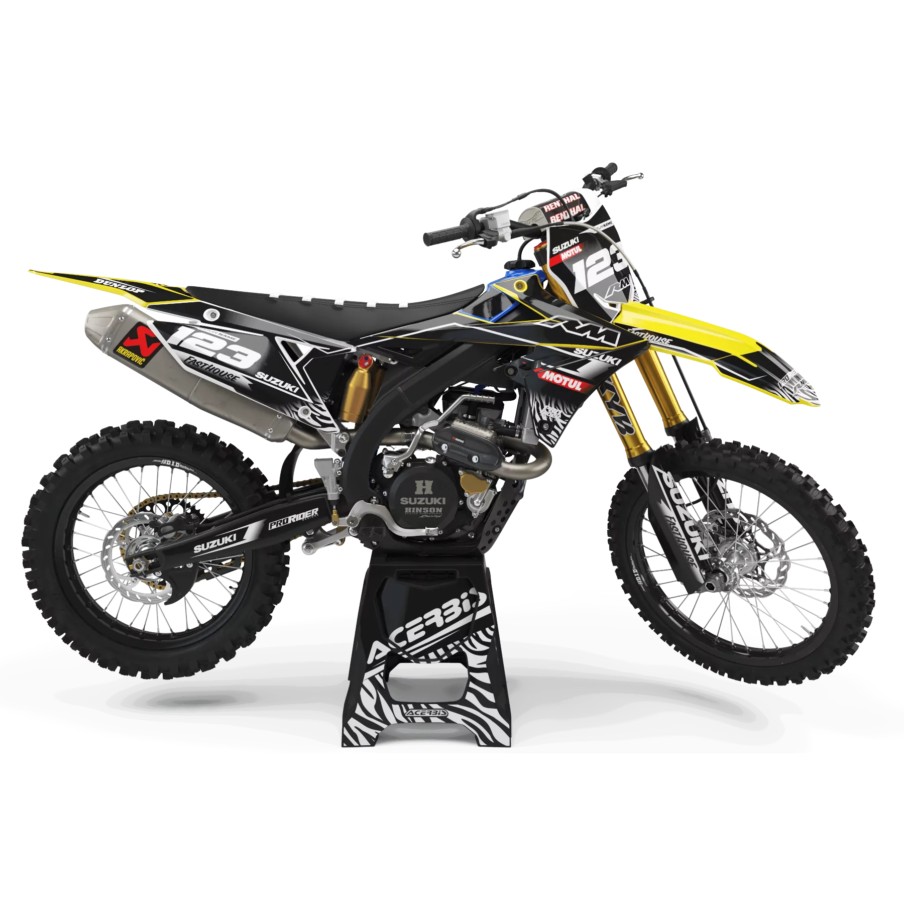 DEKOR Moto dekor Motocross PERSO SUZUKI MOTUL BLACK/WHITE