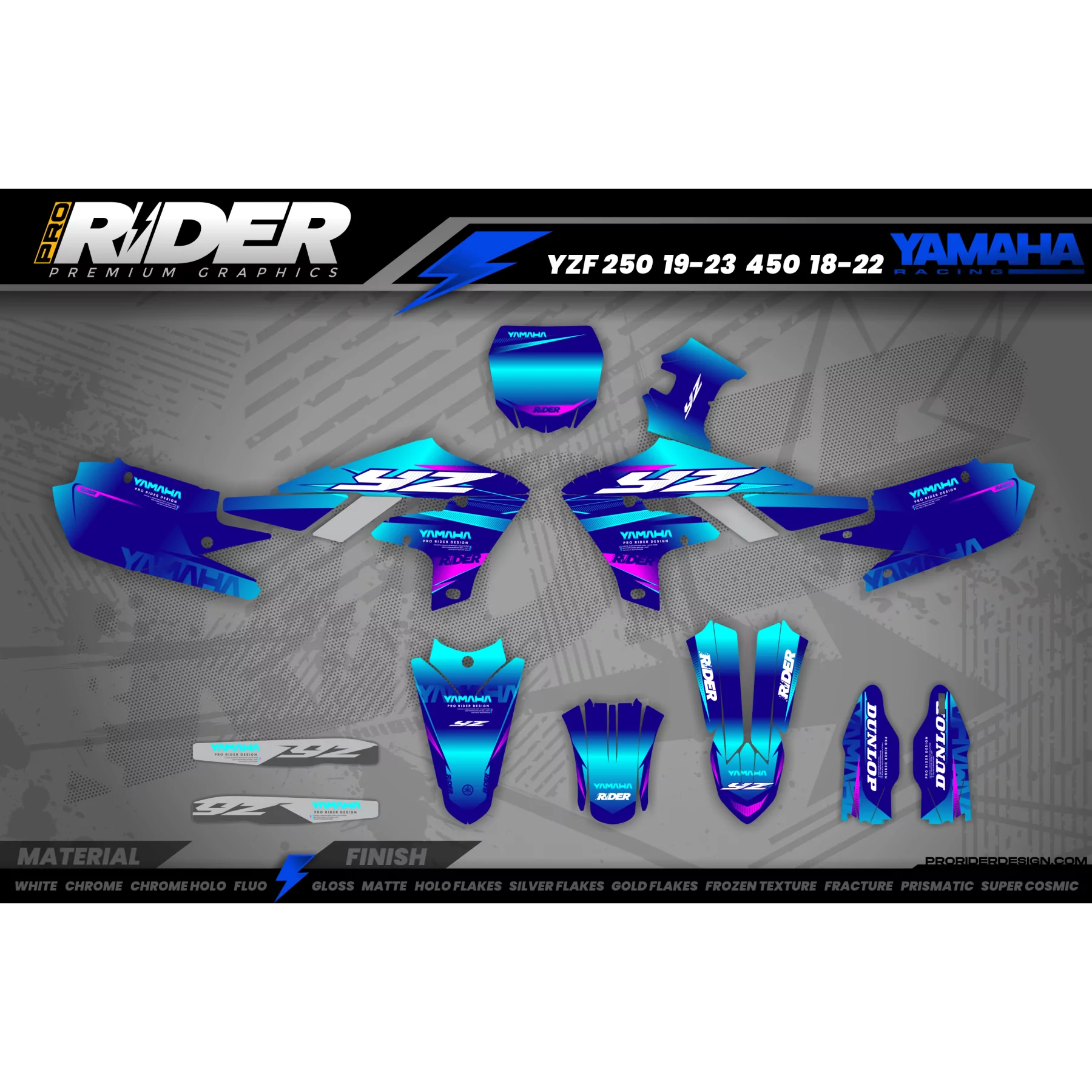 Stickerset Motocross YAMAHA BLUE BOLD - Stickerset MOTO YAMAHA