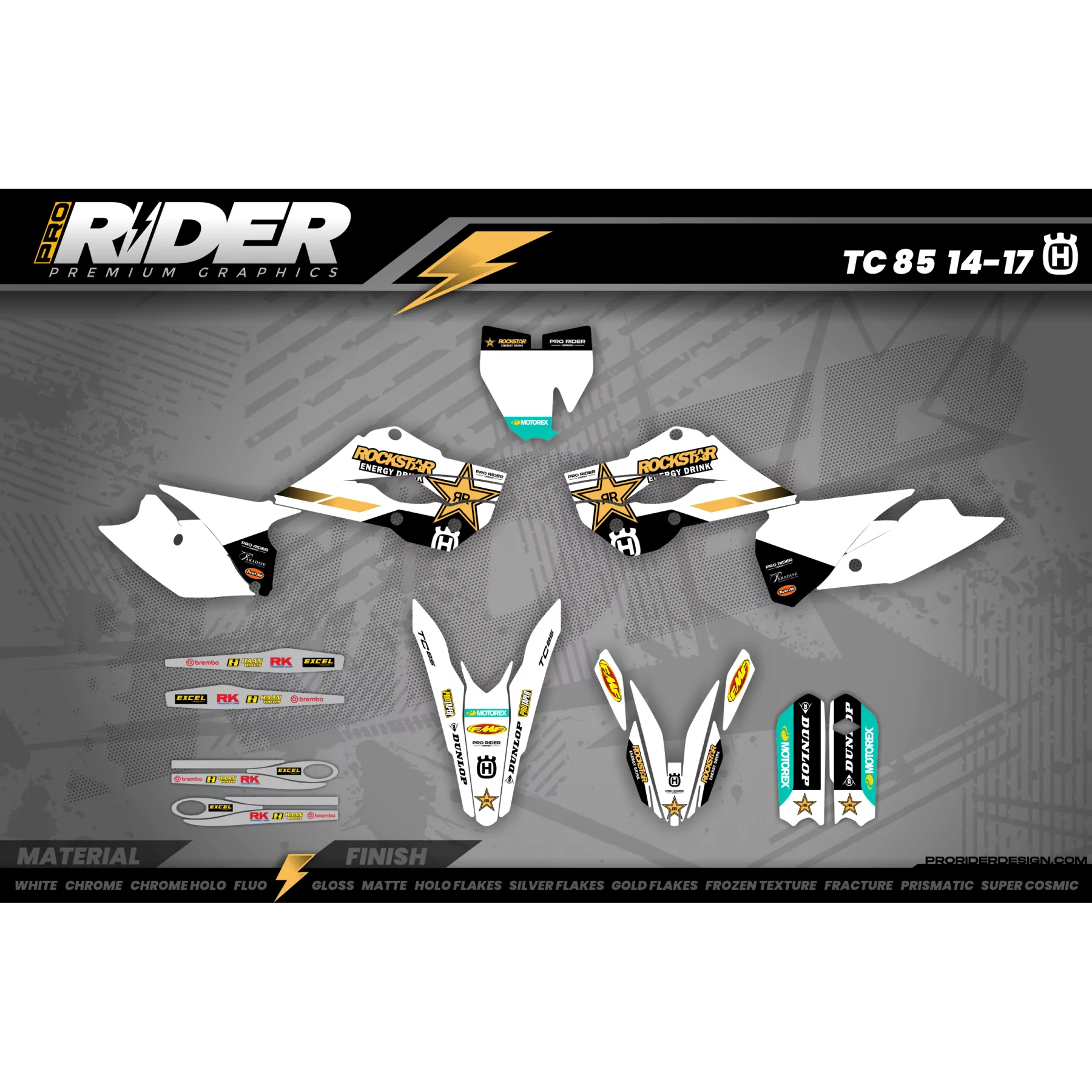 Stickerset Rockstar Husqvarna Factory Racing TC-FC-TE-FE - STICKERSET HUSQVARNA MOTOCROSS / ENDURO