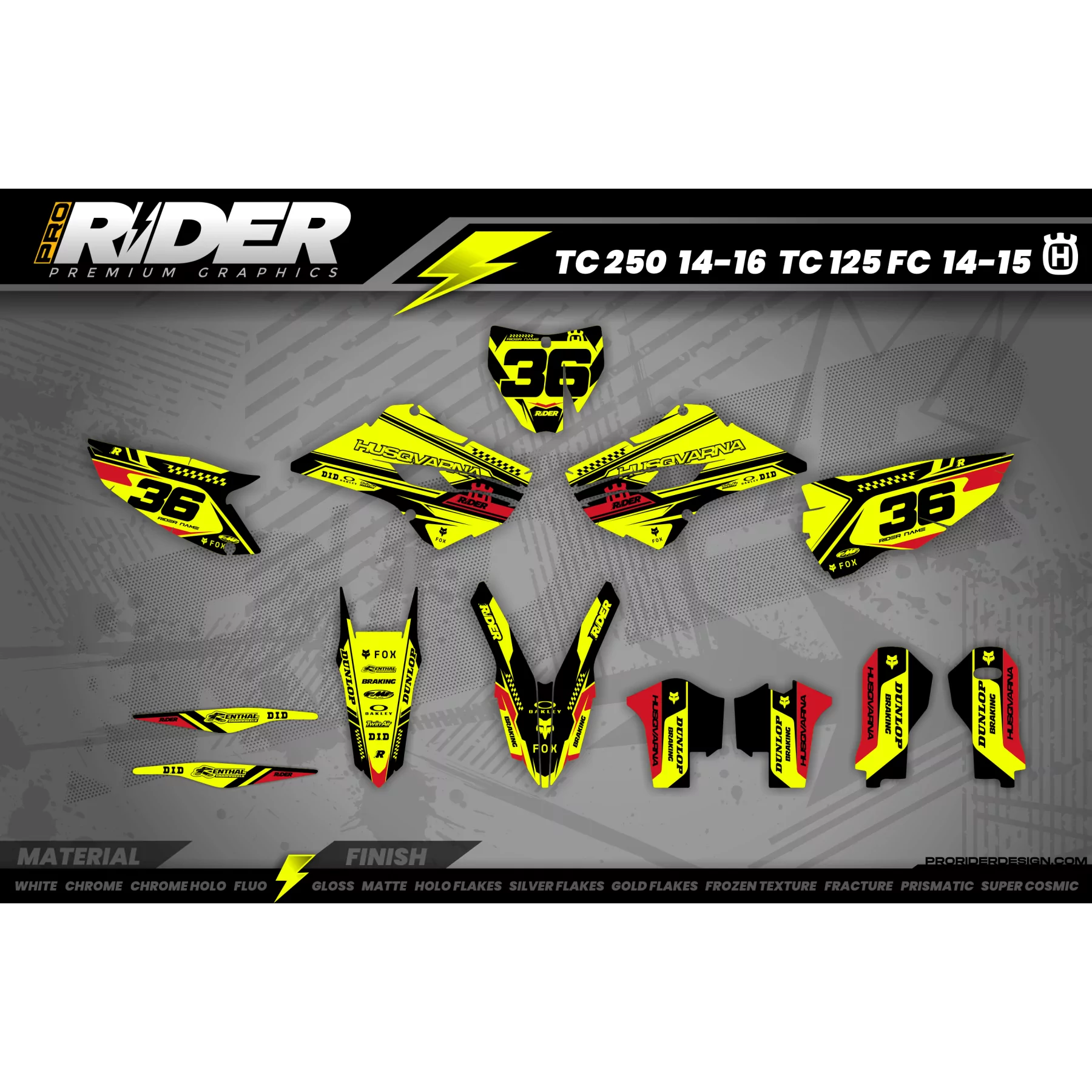 GRAFICHE FLUO MOTOCROSS HUSQVARNA ORIGIN  - KIT DÉCO MOTO HUSQVARNA