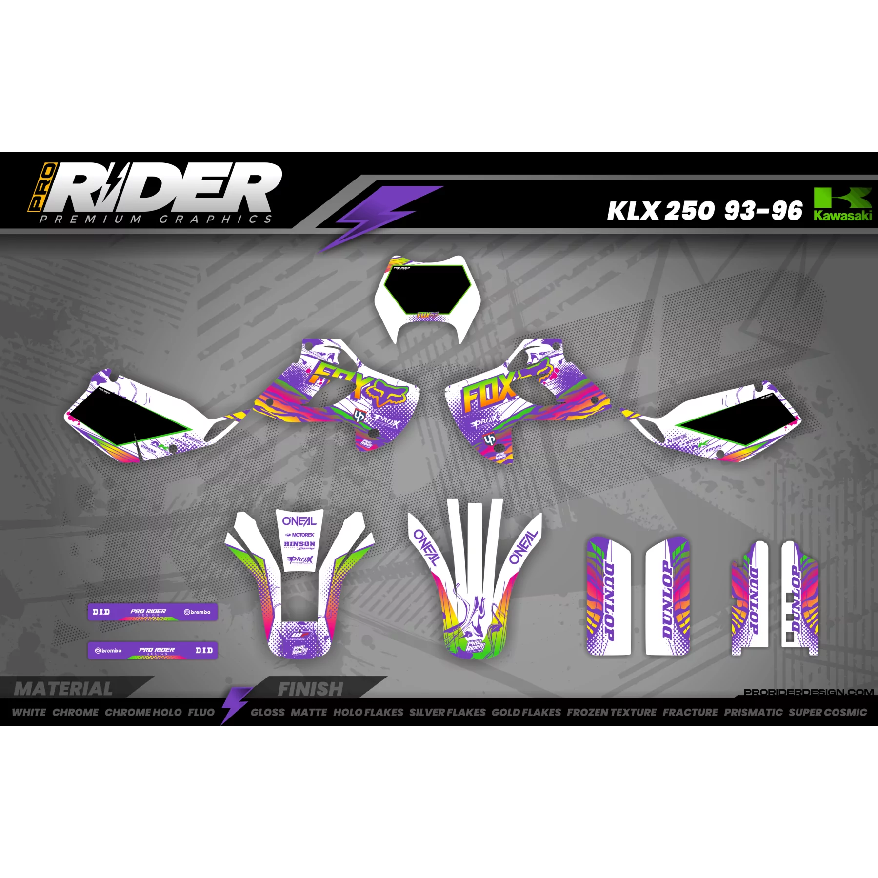 Kit adesivos personalizável - RAINBOW PURPLE - KIT ADESIVOS MOTOCROSS ENDURO