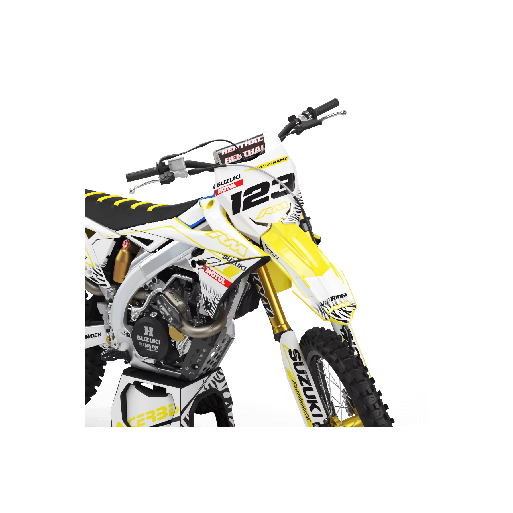 Motorcycle graphics kit Graphics Motocross PERSO SUZUKI MOTUL WHITE/YELLOW