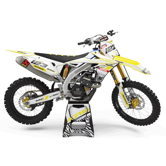 Motorcycle graphics kit Graphics Motocross PERSO SUZUKI MOTUL WHITE/YELLOW