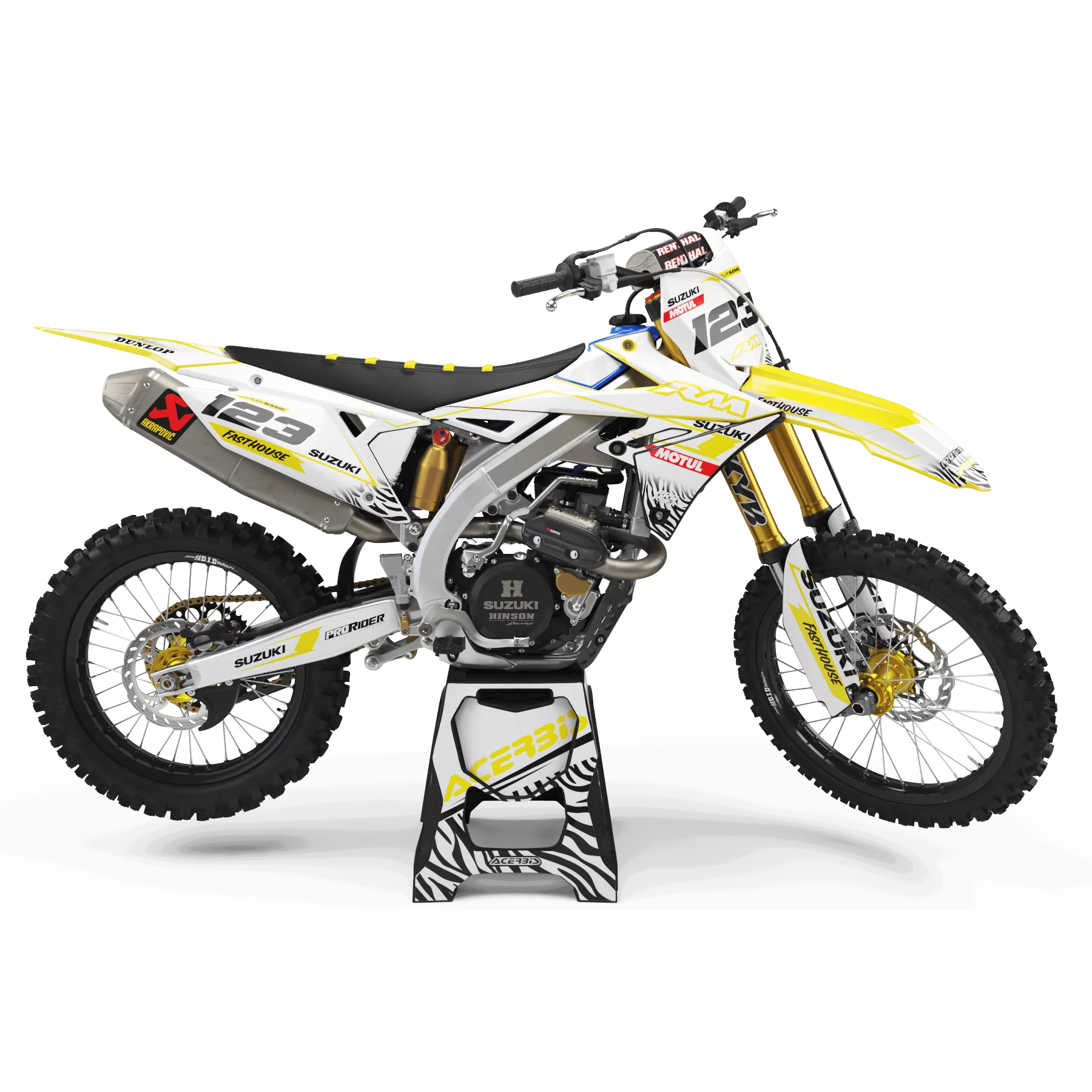Motorcycle graphics kit Graphics Motocross PERSO SUZUKI MOTUL WHITE/YELLOW