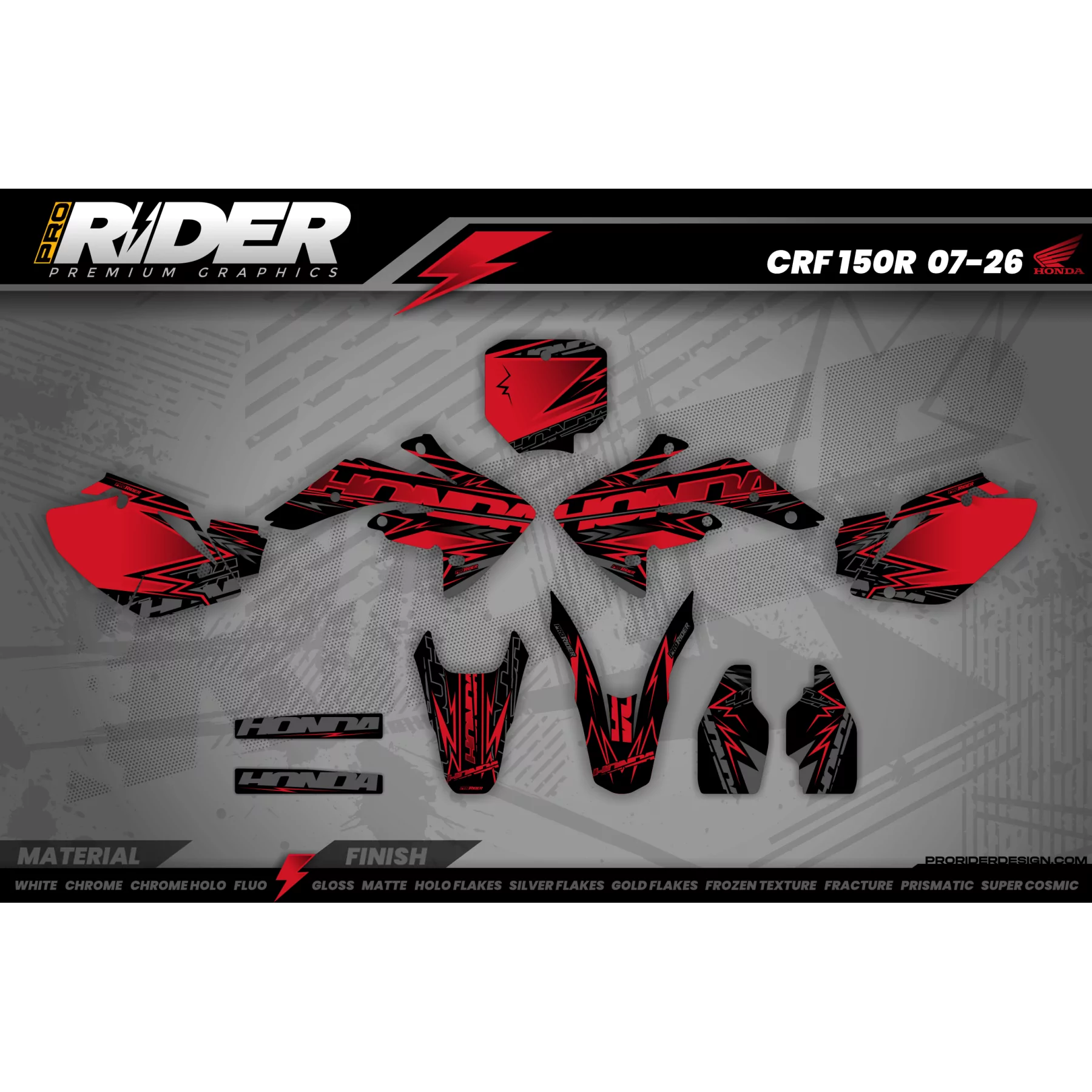 Kit adesivos Motocross HONDA RED BOLD EFFECT - KIT ADESIVOS MOTO HONDA
