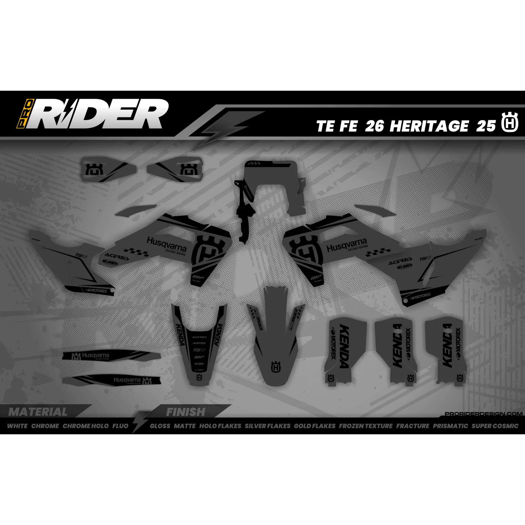 Kit adesivos TC-FC-TE-FE... HUSQVARNA | ORIGINE GREY - KIT ADESIVOS HUSQVARNA MOTOCROSS / ENDURO