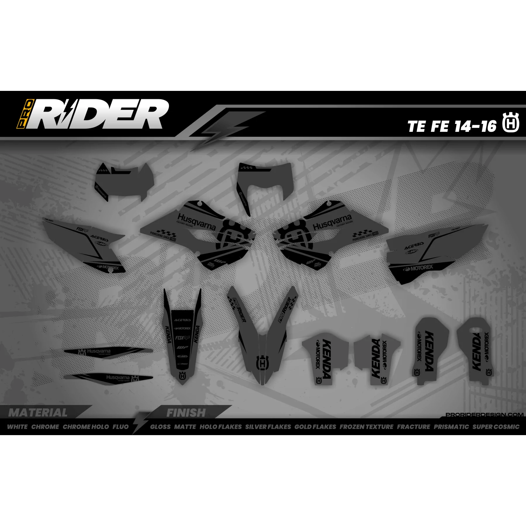 Stickerset TC-FC-TE-FE... HUSQVARNA | ORIGINE GREY - STICKERSET HUSQVARNA MOTOCROSS / ENDURO