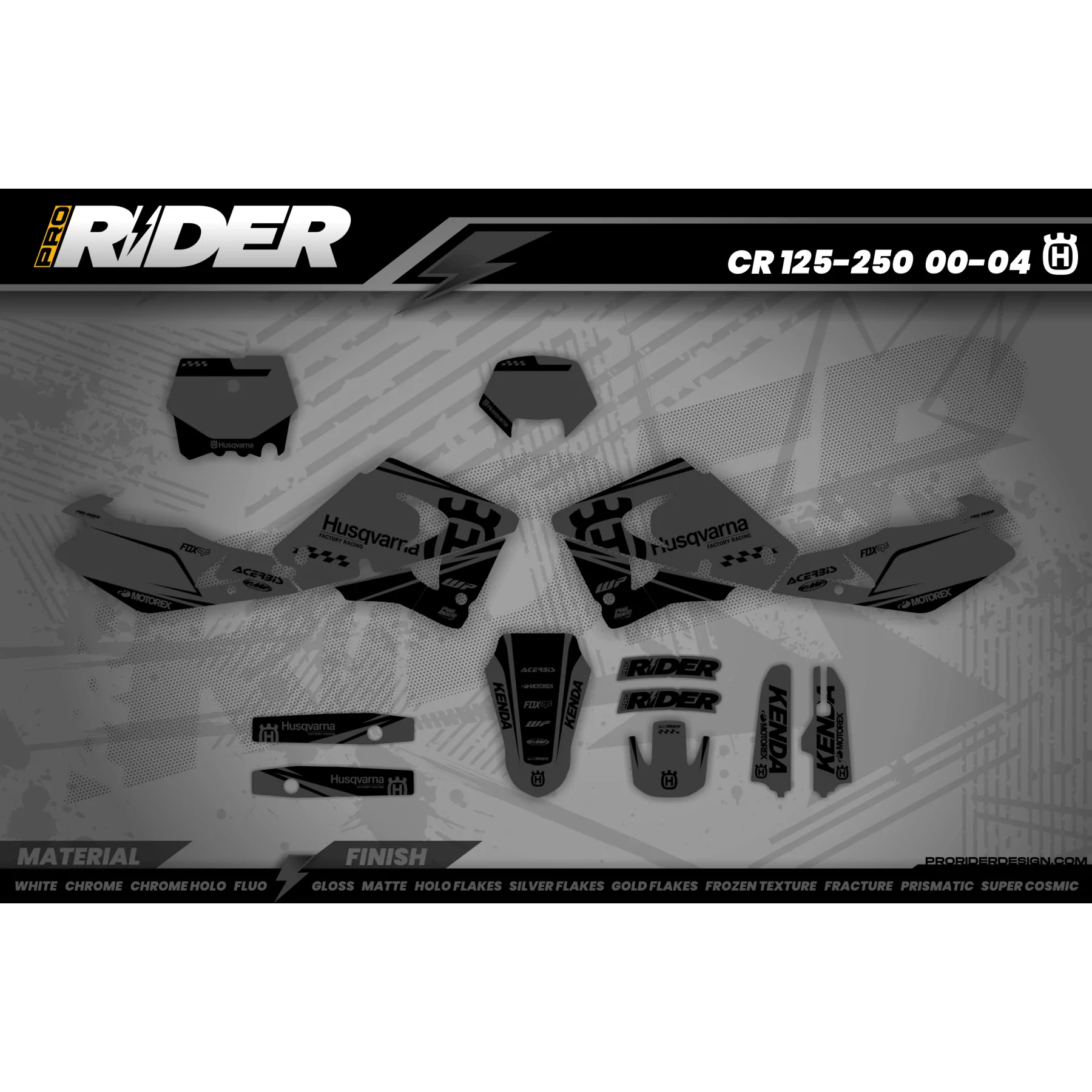 Kit adesivos TC-FC-TE-FE... HUSQVARNA | ORIGINE GREY - KIT ADESIVOS HUSQVARNA MOTOCROSS / ENDURO