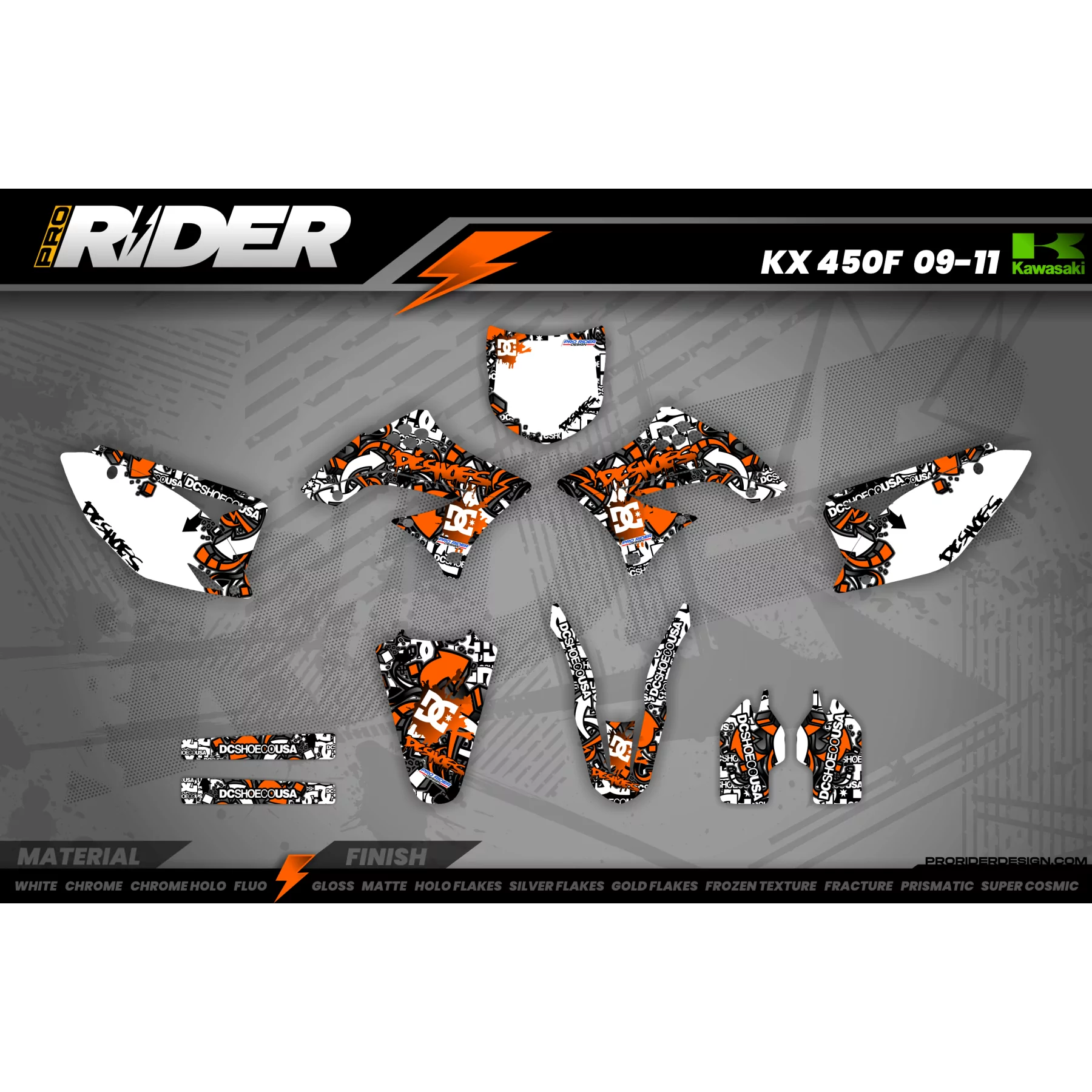 KIT DECO MOTOCROSS DC B&W orange (ref:prda15c) - KIT DECO MOTOCROSS...