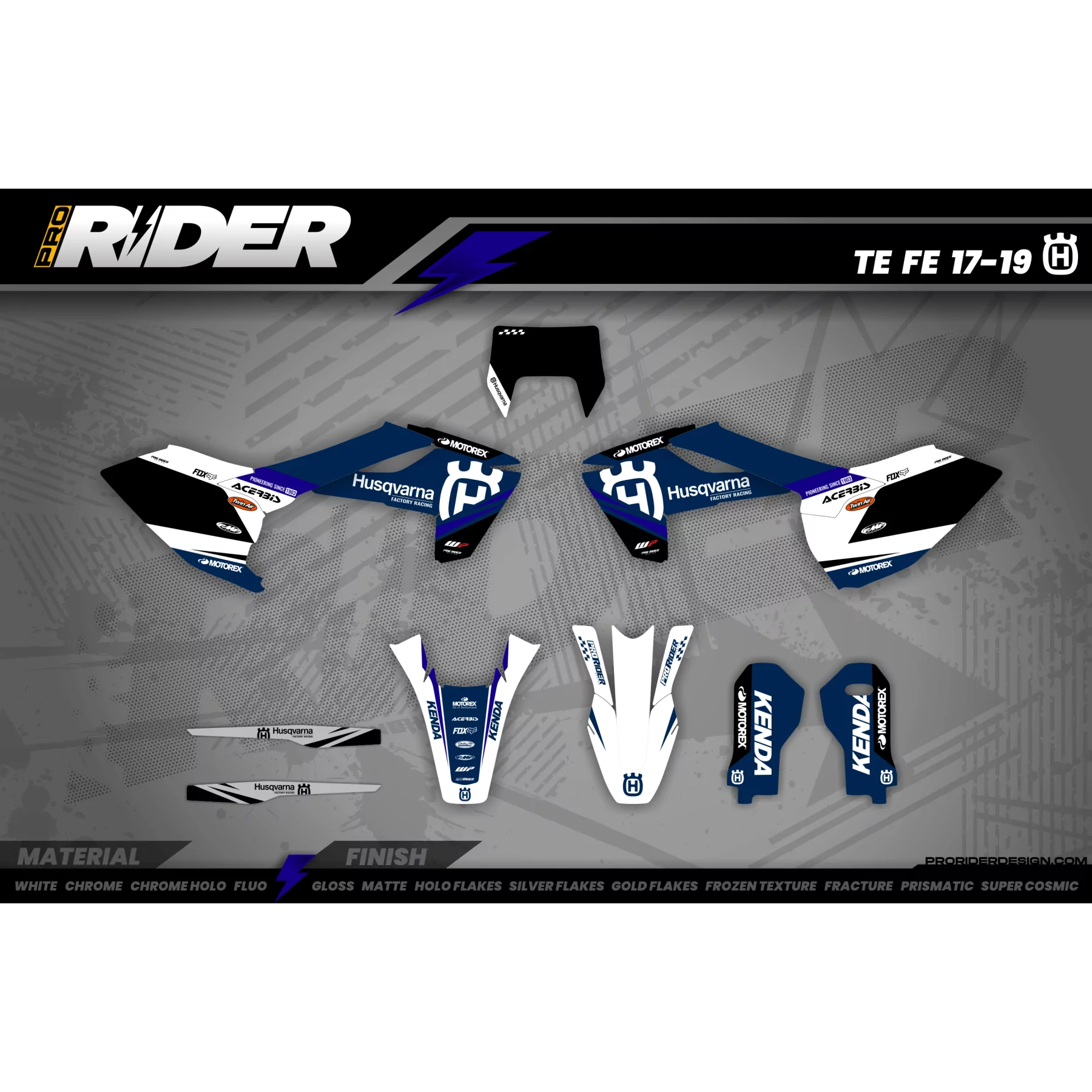 Kit adhesivos TC-FC-TE-FE... HUSQVARNA | ORIGINE BLEU  - Kit adhesivos HUSQVARNA MOTOCROSS / ENDURO