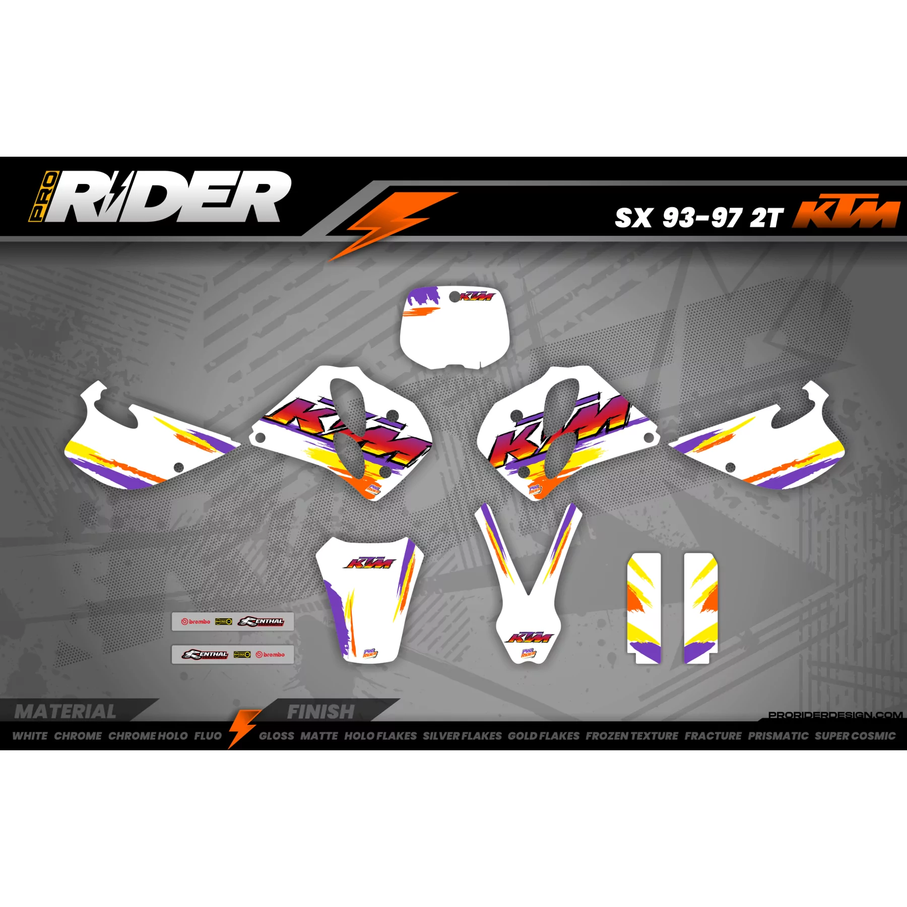Stickerset Motocross RETRO AKRAPOVIC - ALLE MODELLEN STICKERSETS KTM