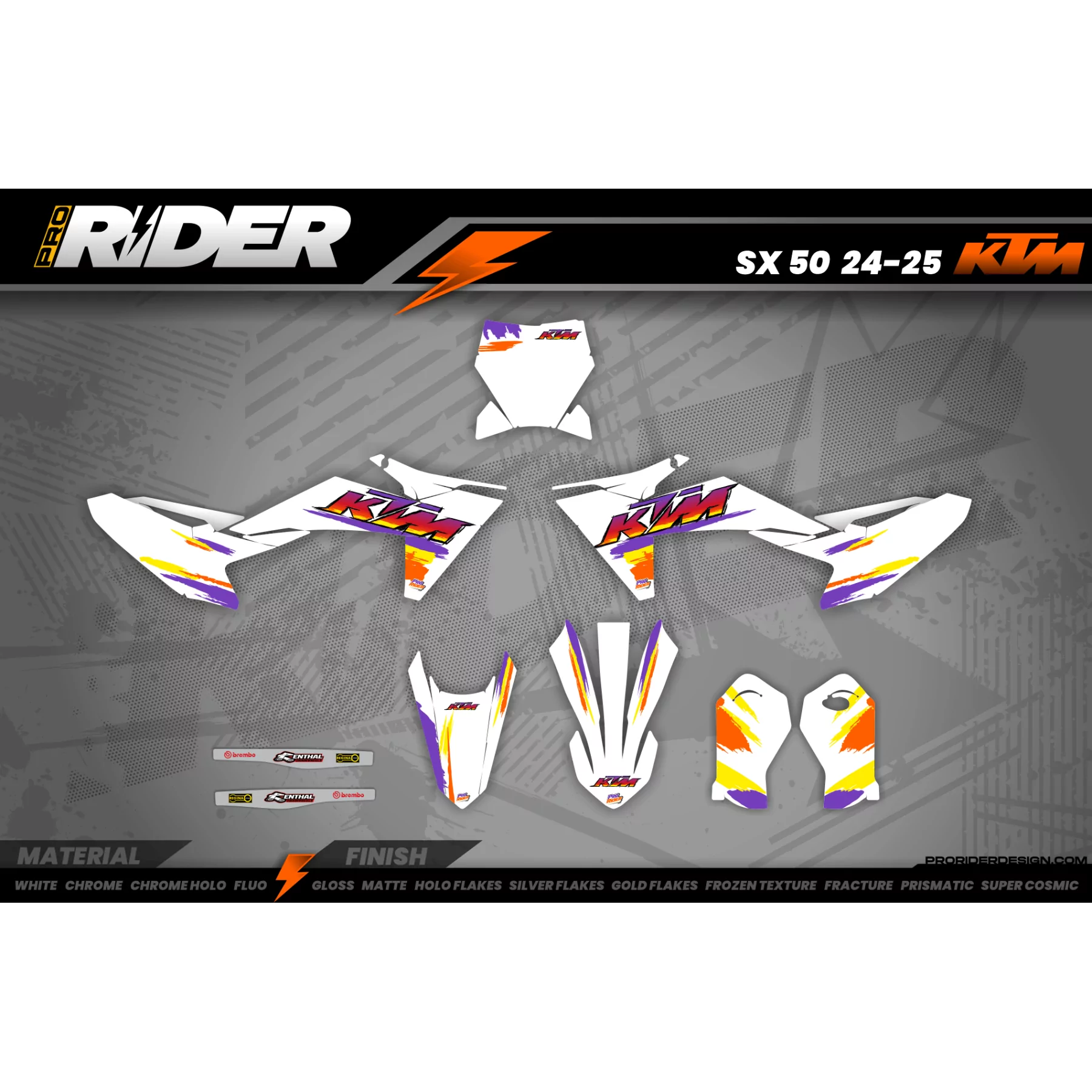 Stickerset Motocross RETRO AKRAPOVIC - ALLE MODELLEN STICKERSETS KTM