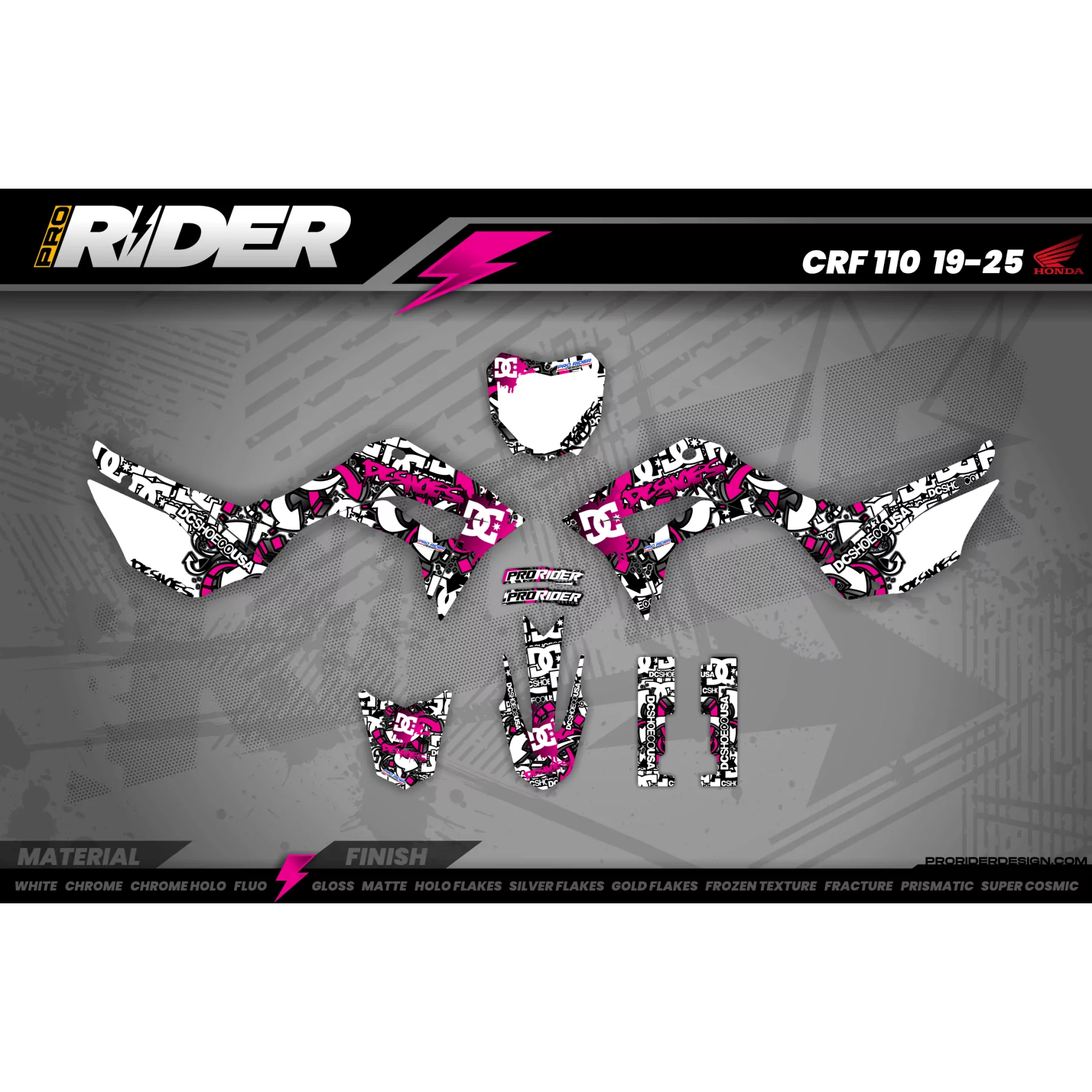 KIT DECO MOTOCROSS DC B&W rose (ref:prda15p) - KIT DECO MOTOCROSS H...