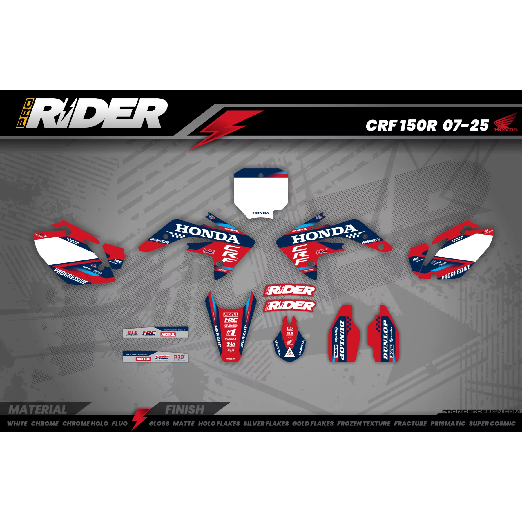 Kit adesivos Motocross HONDA TEAM HRC PROGRESSIVE | RED - KIT ADESIVOS MOTOCROSS ENDURO