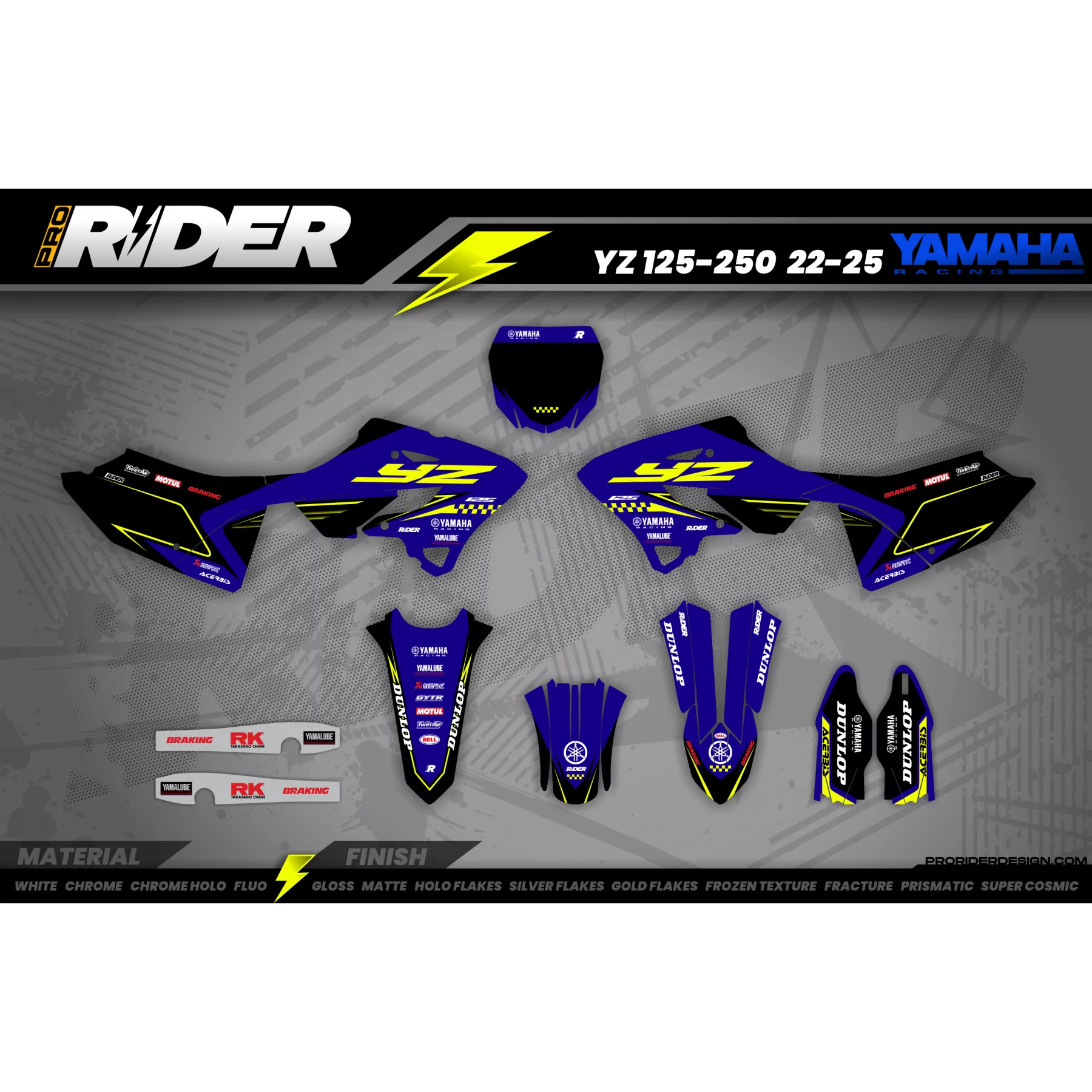 STICKERSET MOTOCROSS YAMAHA KINETIC NEON - Stickerset MOTO YAMAHA