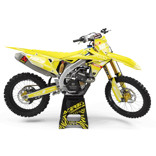 GRAPHICS kit moto Graphics Motocross PERSO SUZUKI MOTUL YELLOW/WHITE