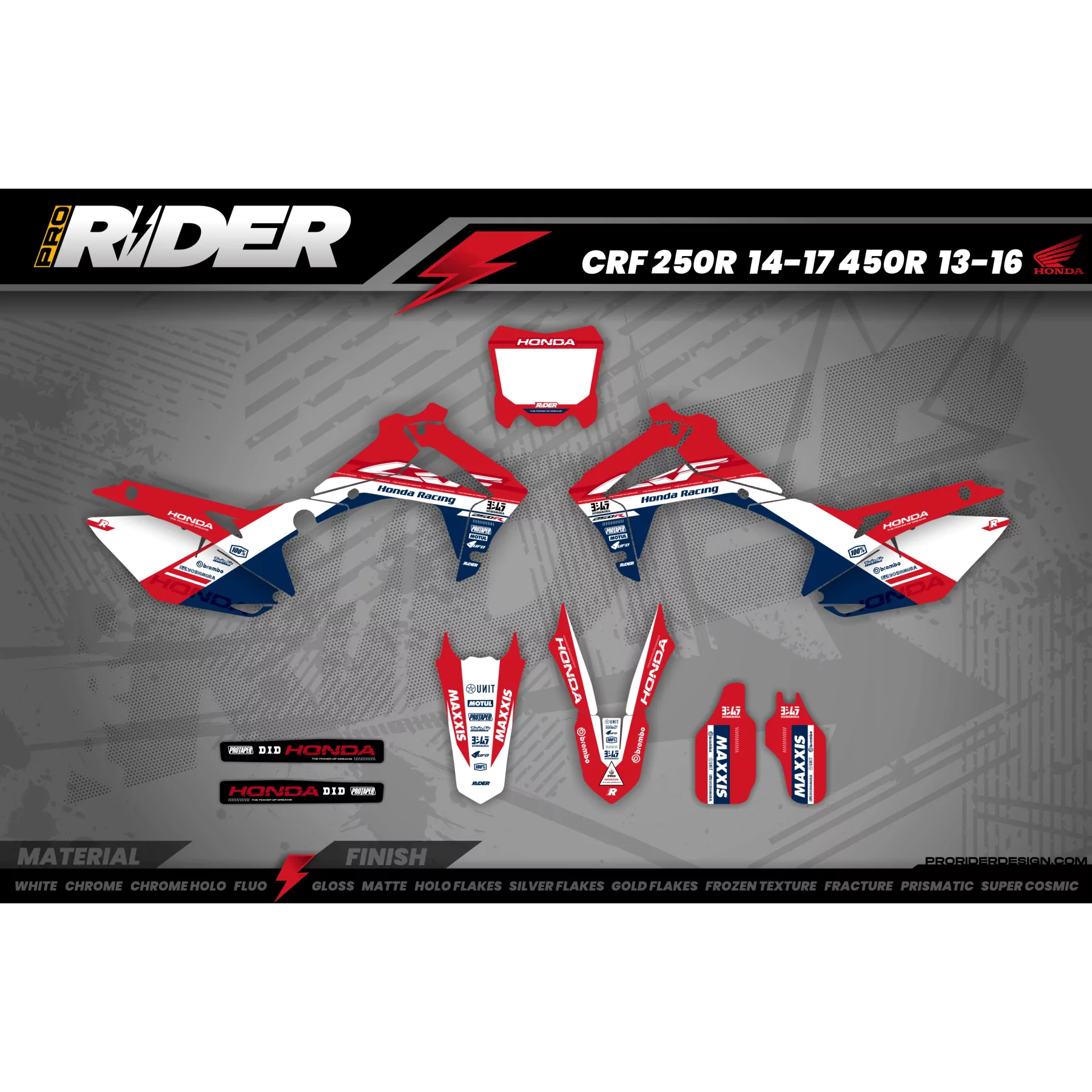 STICKERSET MOTOCROSS HONDA CRASH - STICKERSET MOTOR HONDA