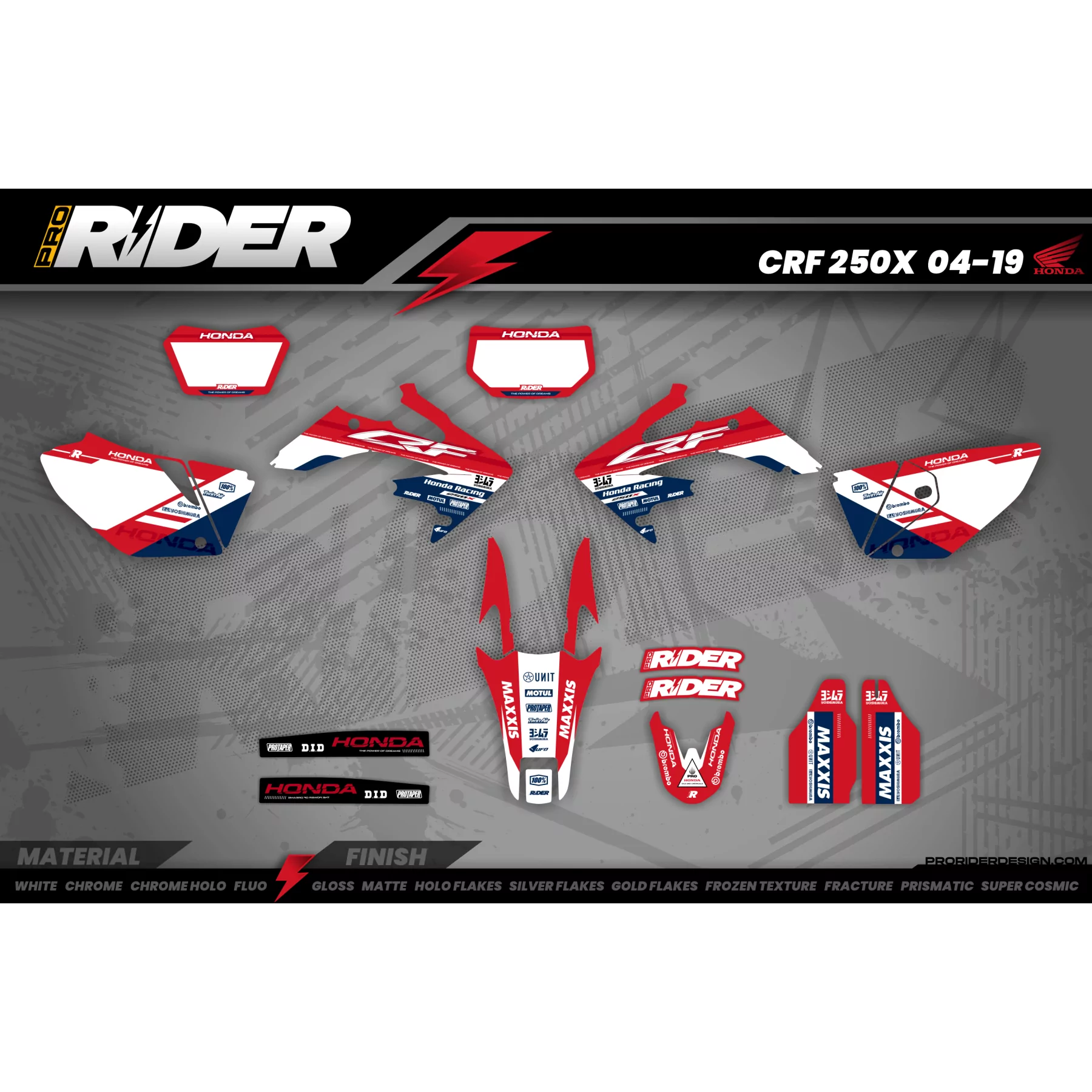 STICKERSET MOTOCROSS HONDA CRASH - STICKERSET MOTOR HONDA
