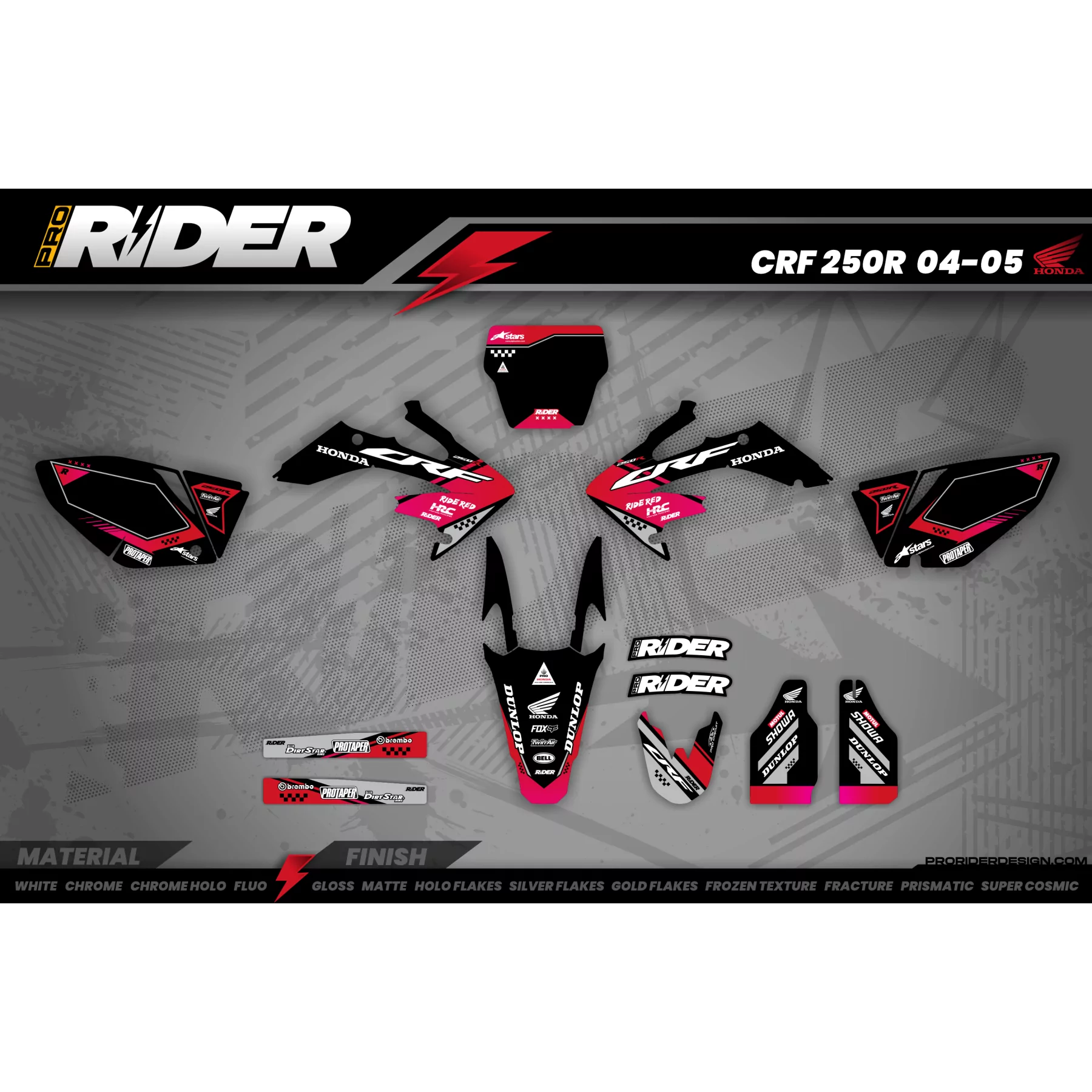 KIT ADESIVOS MOTOCROSS HONDA BLACK PERFORMANCE - KIT ADESIVOS MOTO HONDA