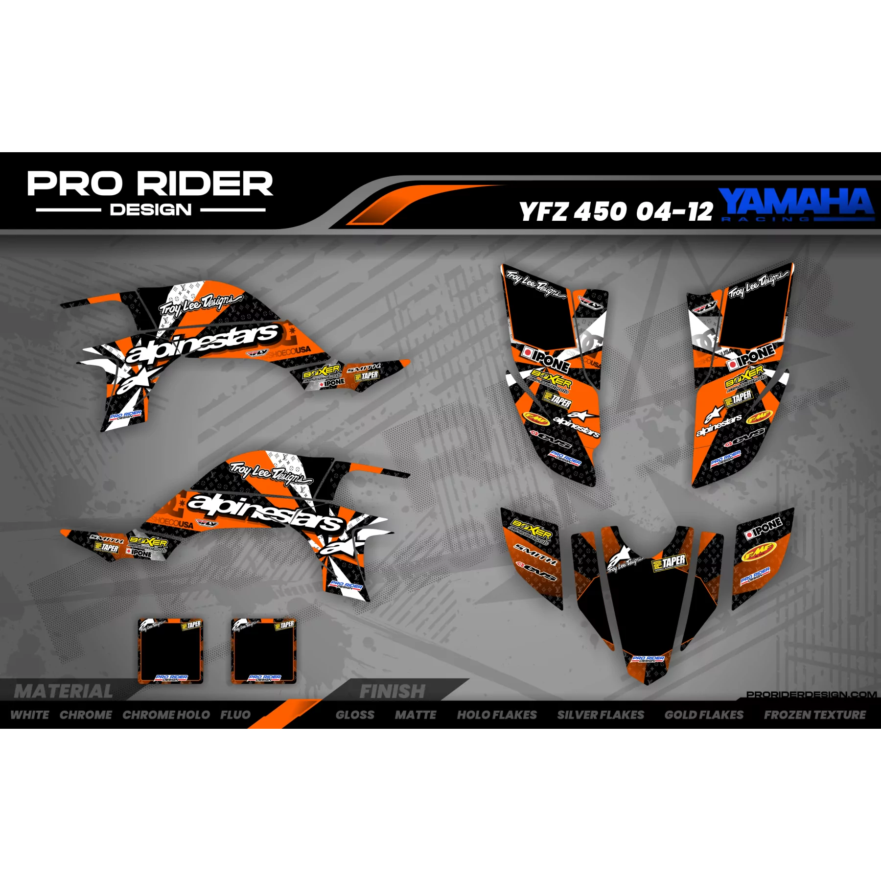 KIT DECO Motocross PERSO MOTOCROSS ALPINESTARS orange (ref:prda4f) ...