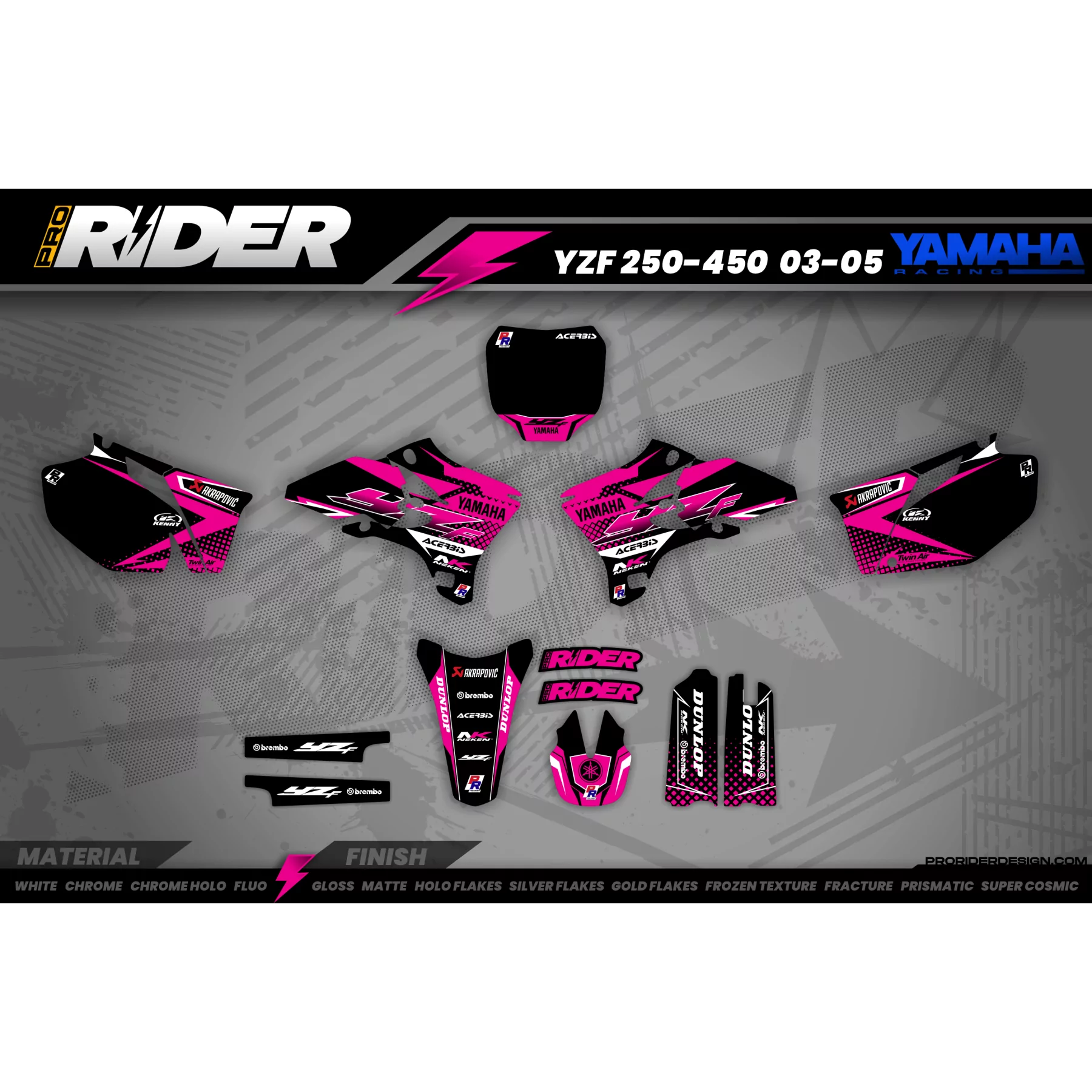 Stickerset MOTOCROSS PERSO Yamaha FACTORY ENERGY roze (REF:PRDA33E3) - STICKERSET MOTOCROSS / ENDURO YAMAHA