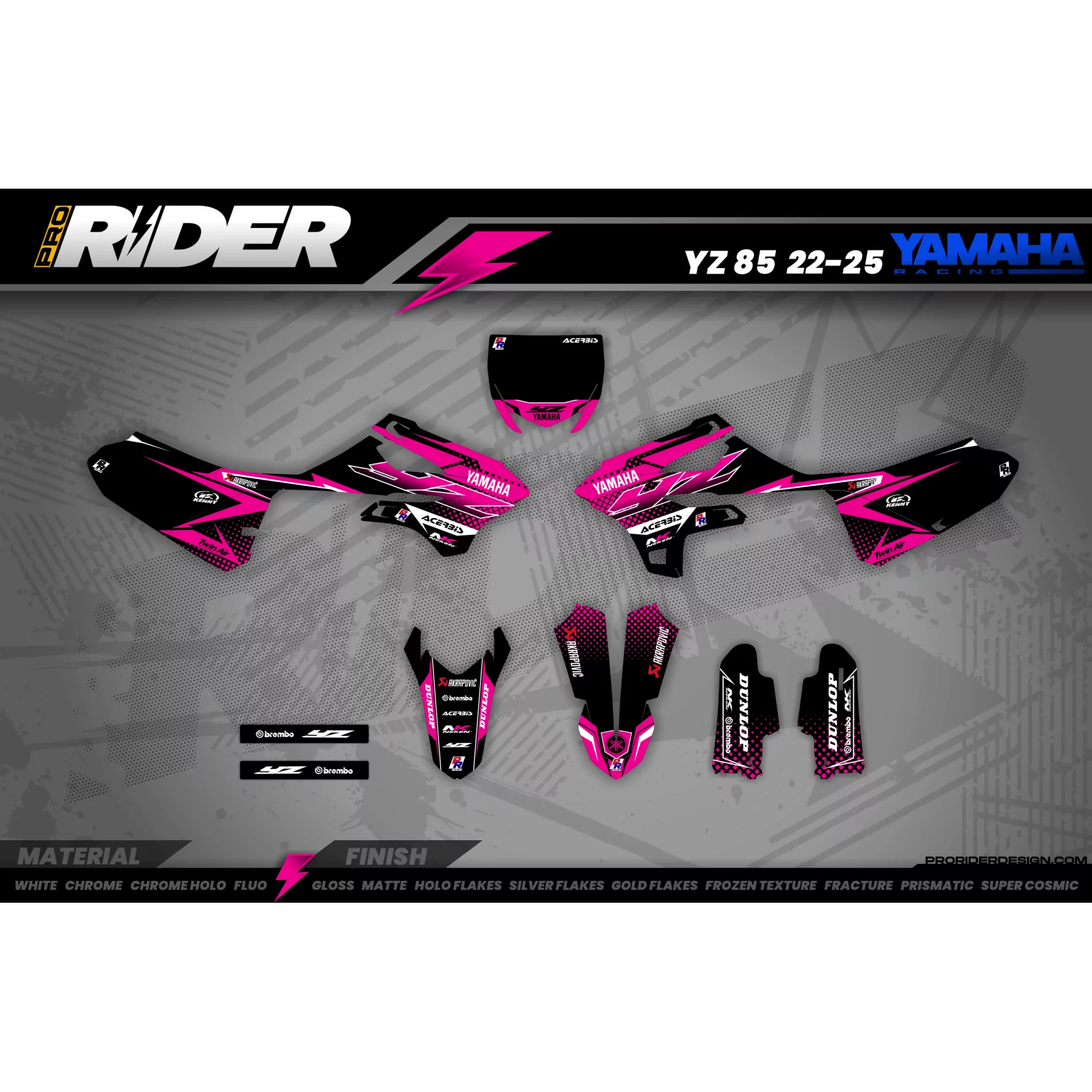 Kit adesivos MOTOCROSS PERSO Yamaha FACTORY ENERGY rosa (REF:PRDA33E3) - KIT ADESIVOS MOTOCROSS / ENDURO YAMAHA
