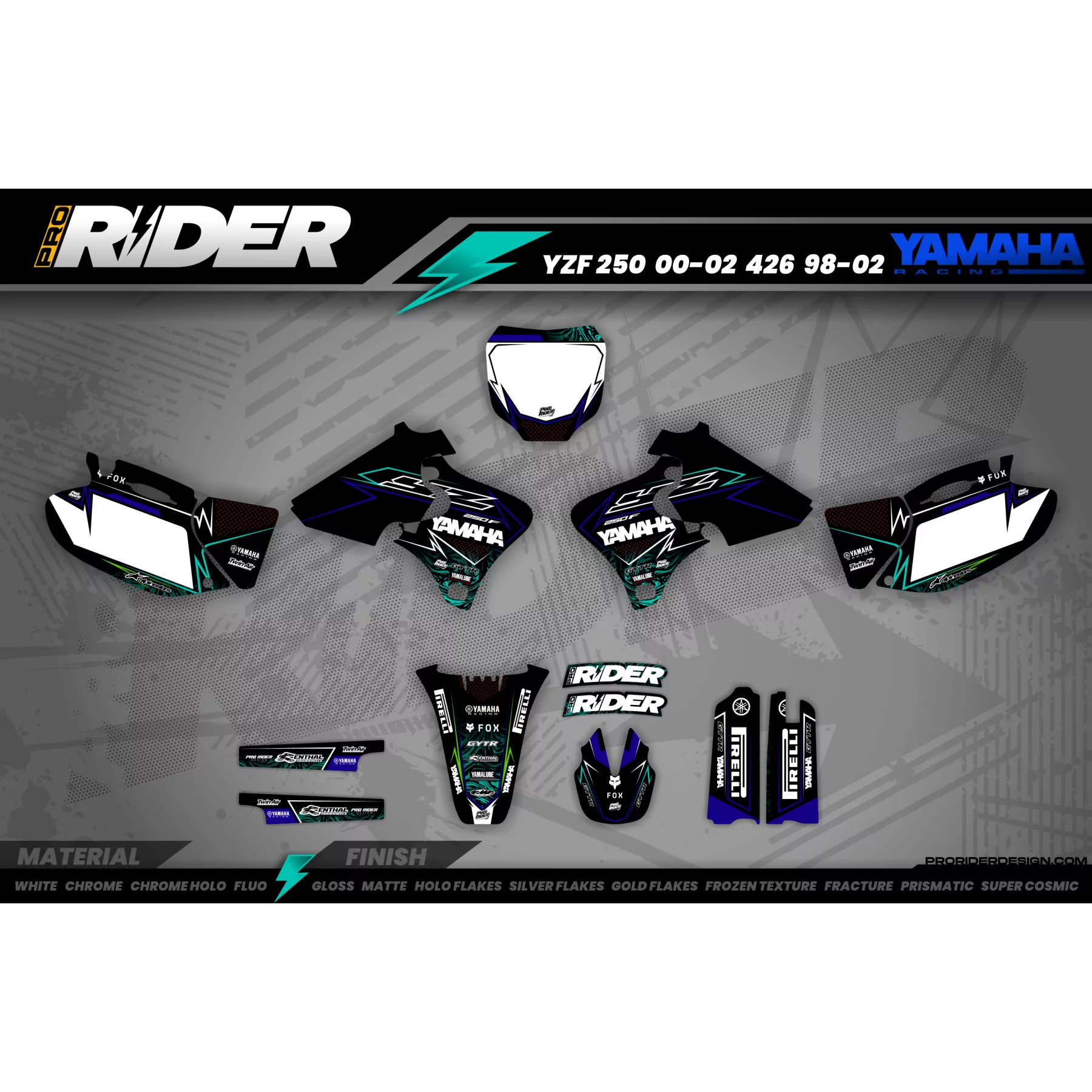 Motocross Dekor YAMAHA NEW DESIGN TEAL - DEKOR MOTOCROSS / ENDURO YAMAHA