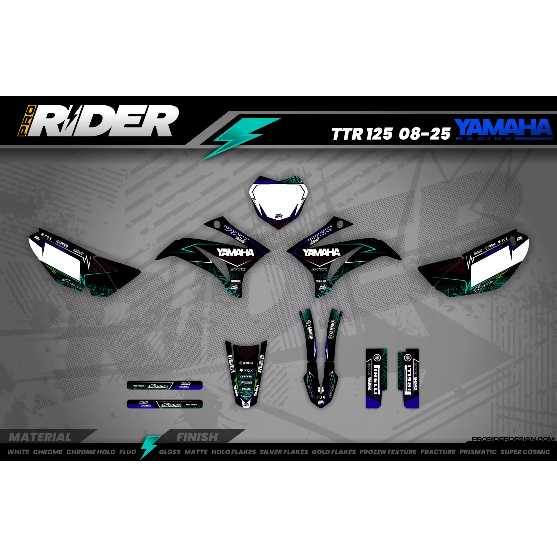 Motocross Dekor YAMAHA NEW DESIGN TEAL - DEKOR MOTOCROSS / ENDURO YAMAHA