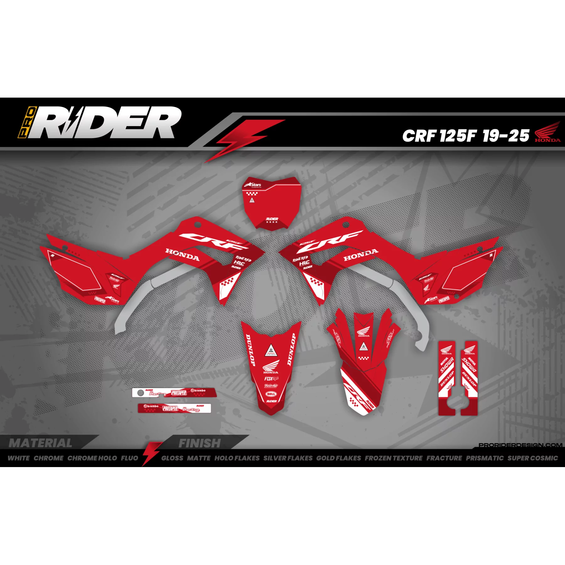 Kit adesivos MOTOCROSS HONDA RED PERFORMANCE - KIT ADESIVOS MOTO HONDA
