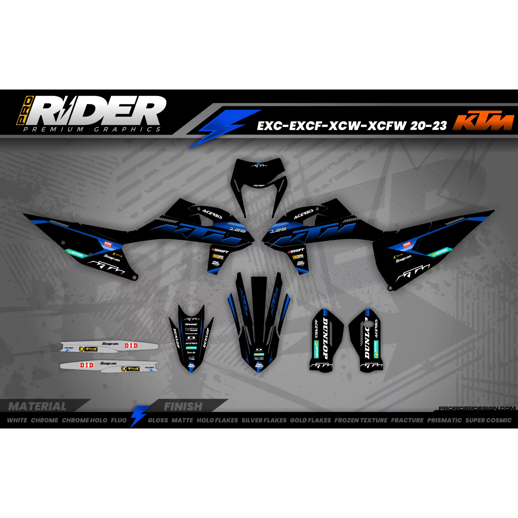 Kit adhesivos Motocross KTM SX SXF EXC | Shadow Edition | Black blue  - TODOS LOS MODELOS KITS adhesivos KTM