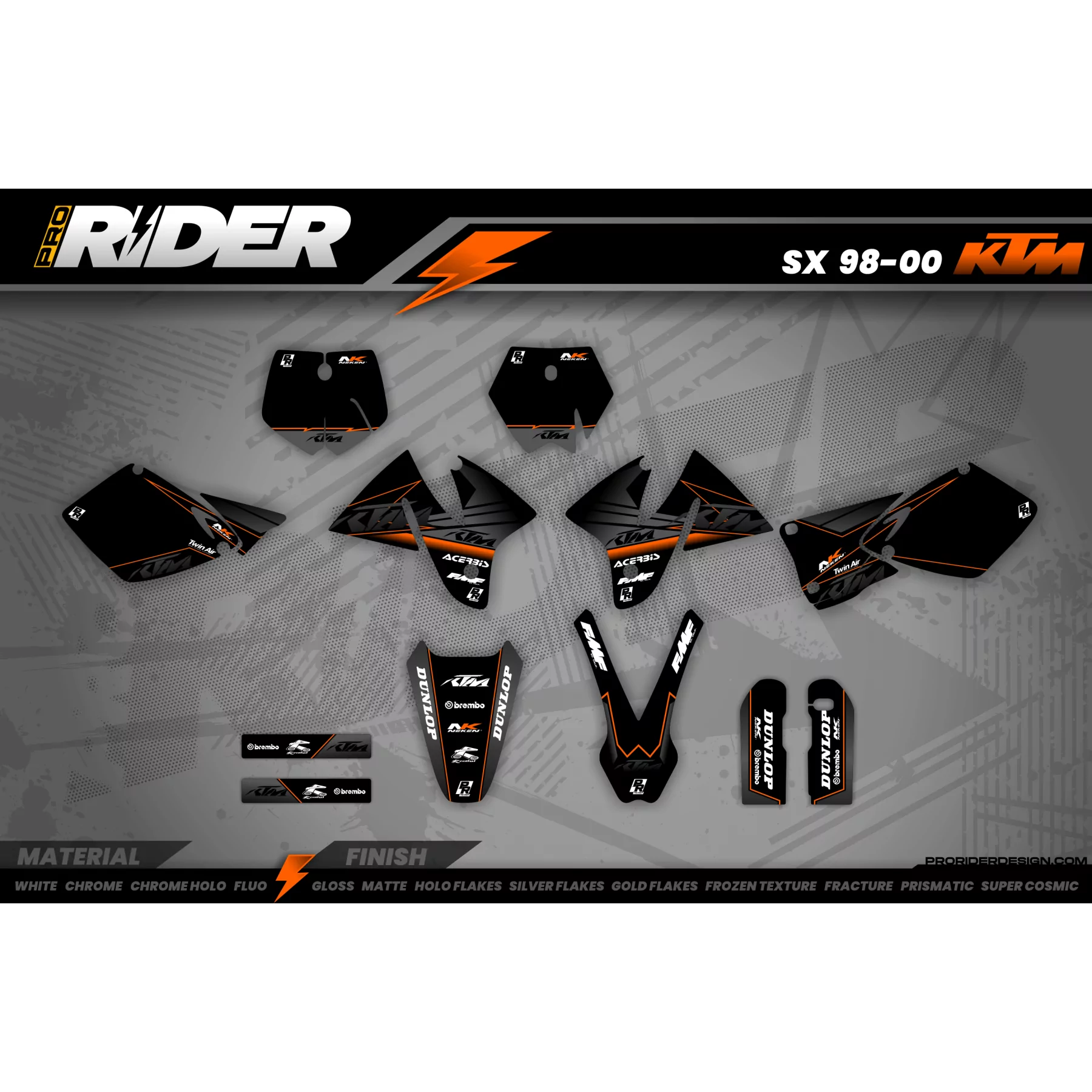 Dekor Motocross KTM FACTORY NEKEN BLACK MATE (ref:prda31c) - ALLE MODELLE DEKOR KTM