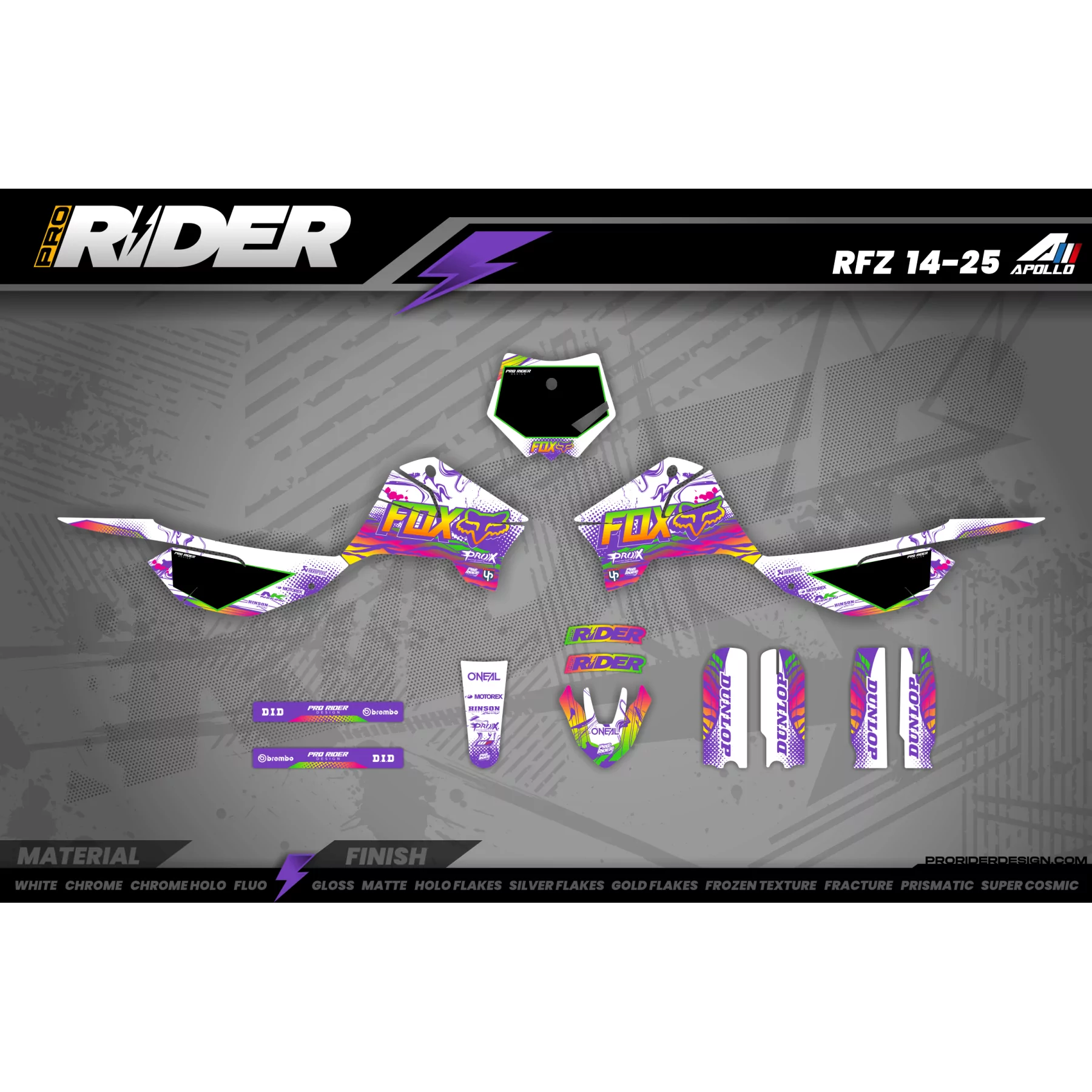 Kit Déco Personnalisable Rainbow Purple White - ProRider Design | Universel Toutes Marques