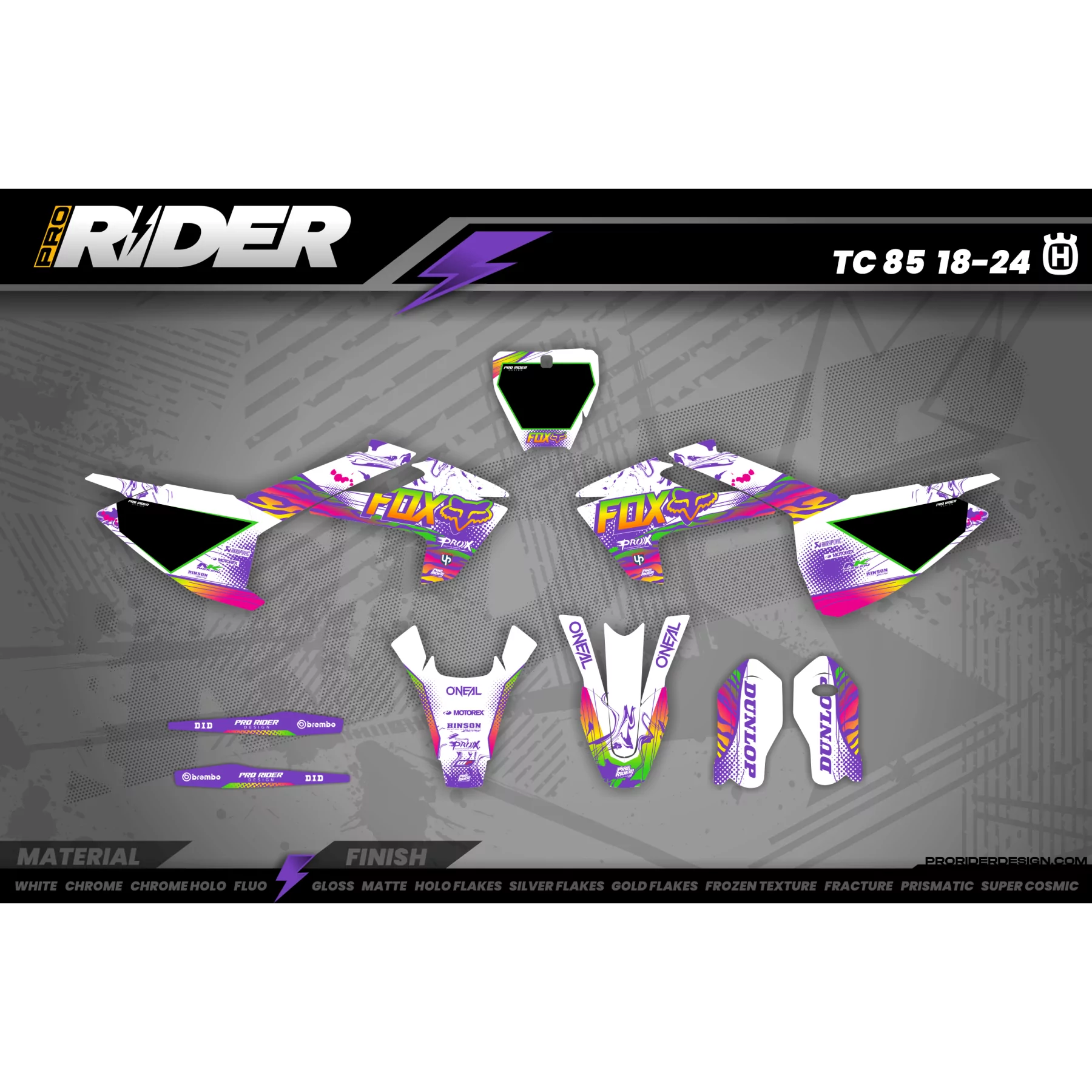 Kit adesivos personalizável - RAINBOW PURPLE - KIT ADESIVOS MOTOCROSS ENDURO