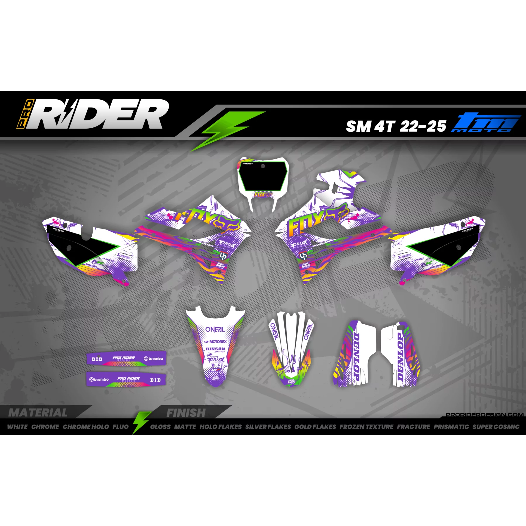 Kit Déco Personnalisable Rainbow Purple White - ProRider Design | Universel Toutes Marques