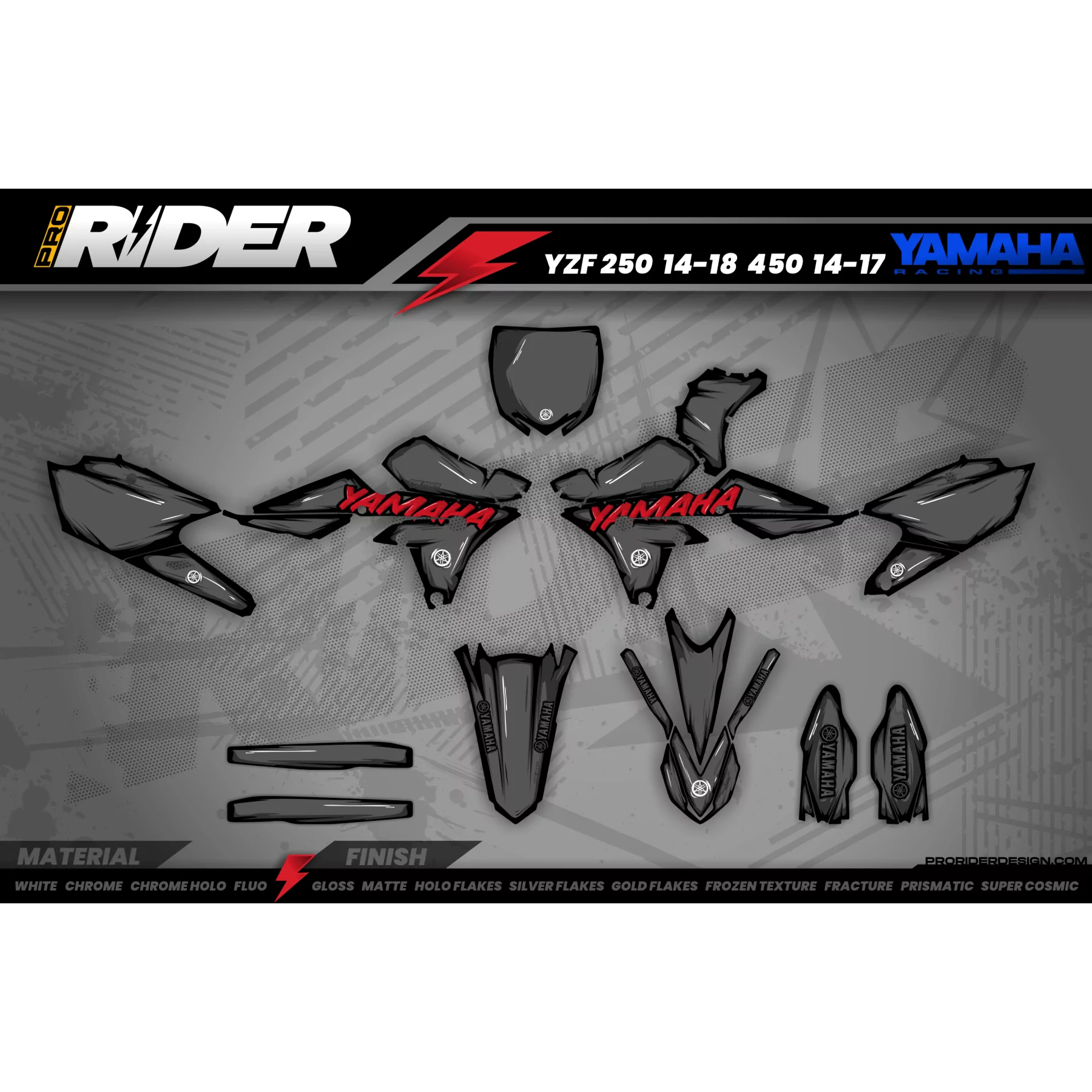 Kit adhesivos Motocross YAMAHA CARTOON MANGA BRUSH GREY  - KIT ADHESIVOS MOTOCROSS / ENDURO YAMAHA