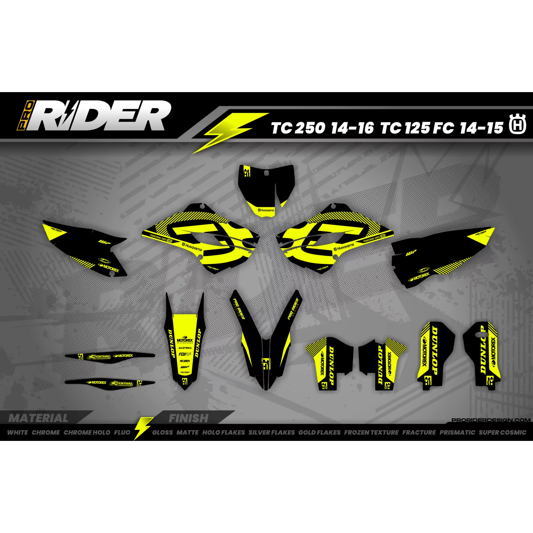 grafiche MOTOCROSS HUSQVARNA FACTORY BLACK SIGNATURE  - KIT DÉCO MOTO HUSQVARNA