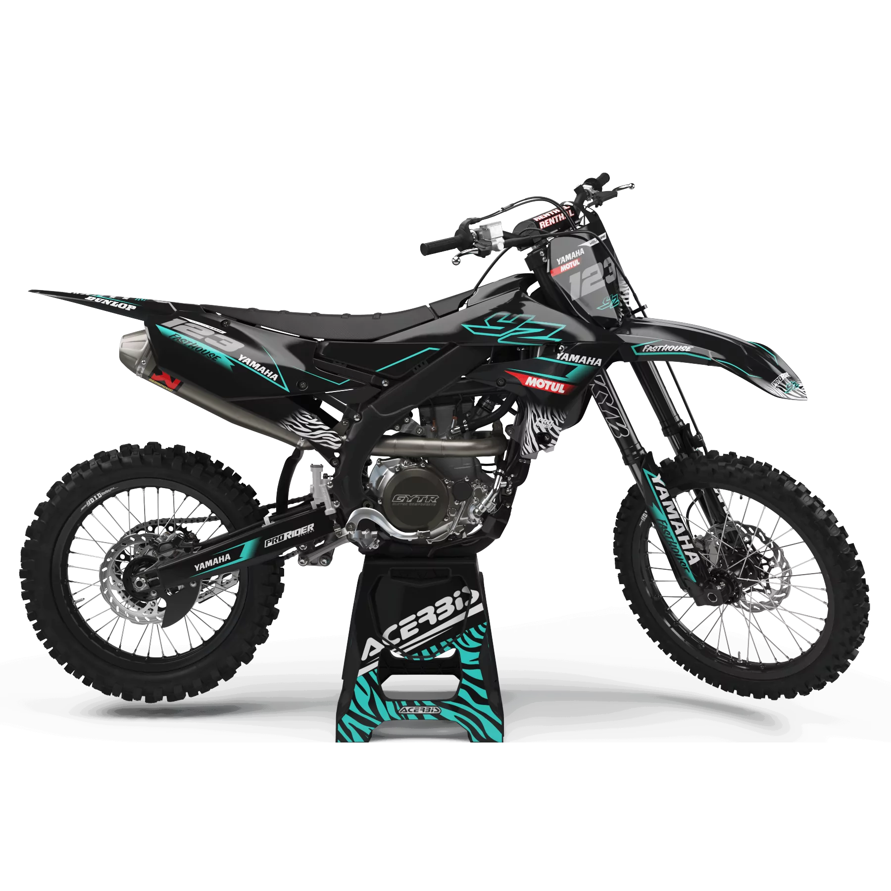 Kit adhesivos moto KIT ADHESIVOS Motocross YAMAHA YZ YZF... MOTUL BLACK/TEAL