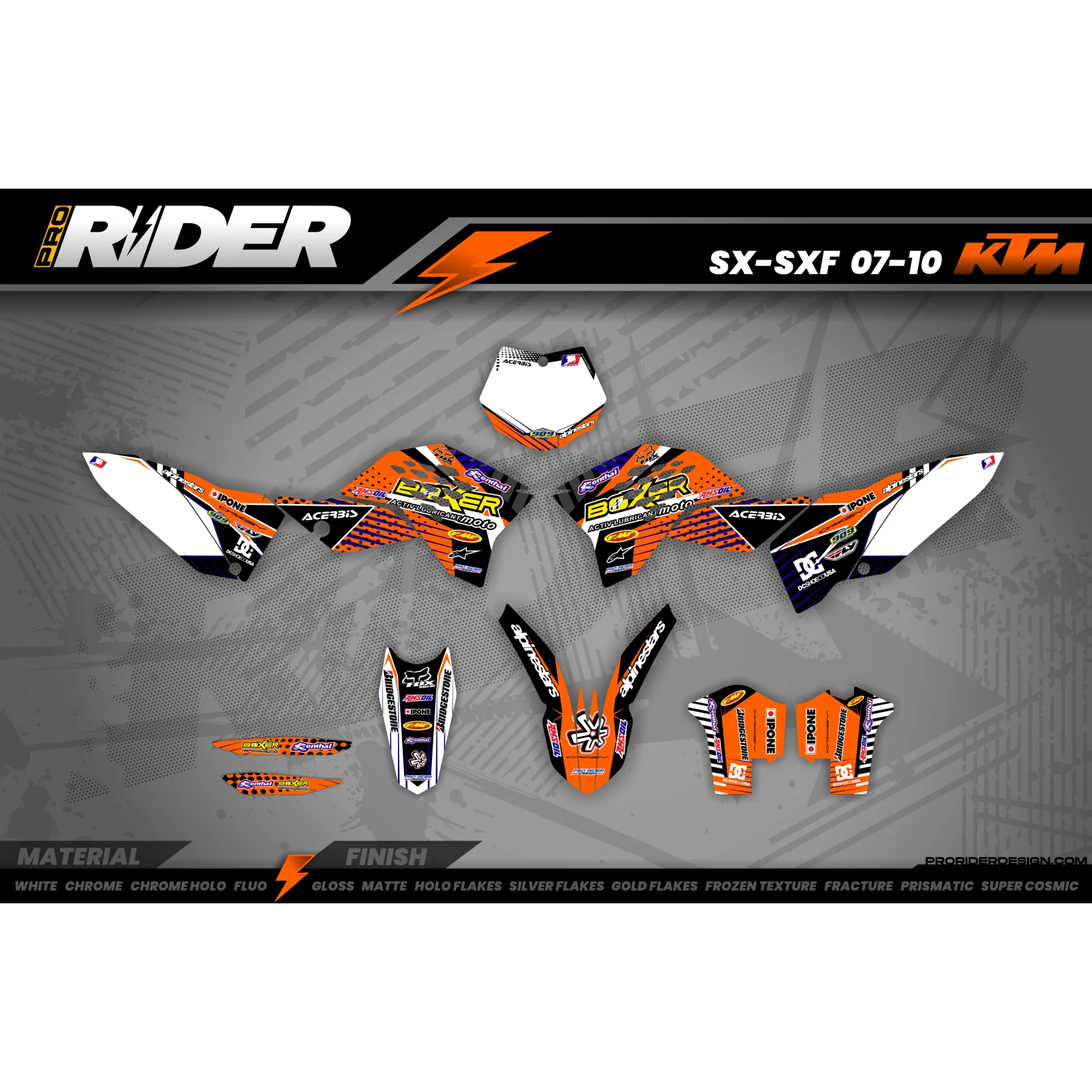 MOTOCROSS graphics KIT BOXER orange (ref:prda1c) - MOTOCROSS ENDURO GRAPHICS