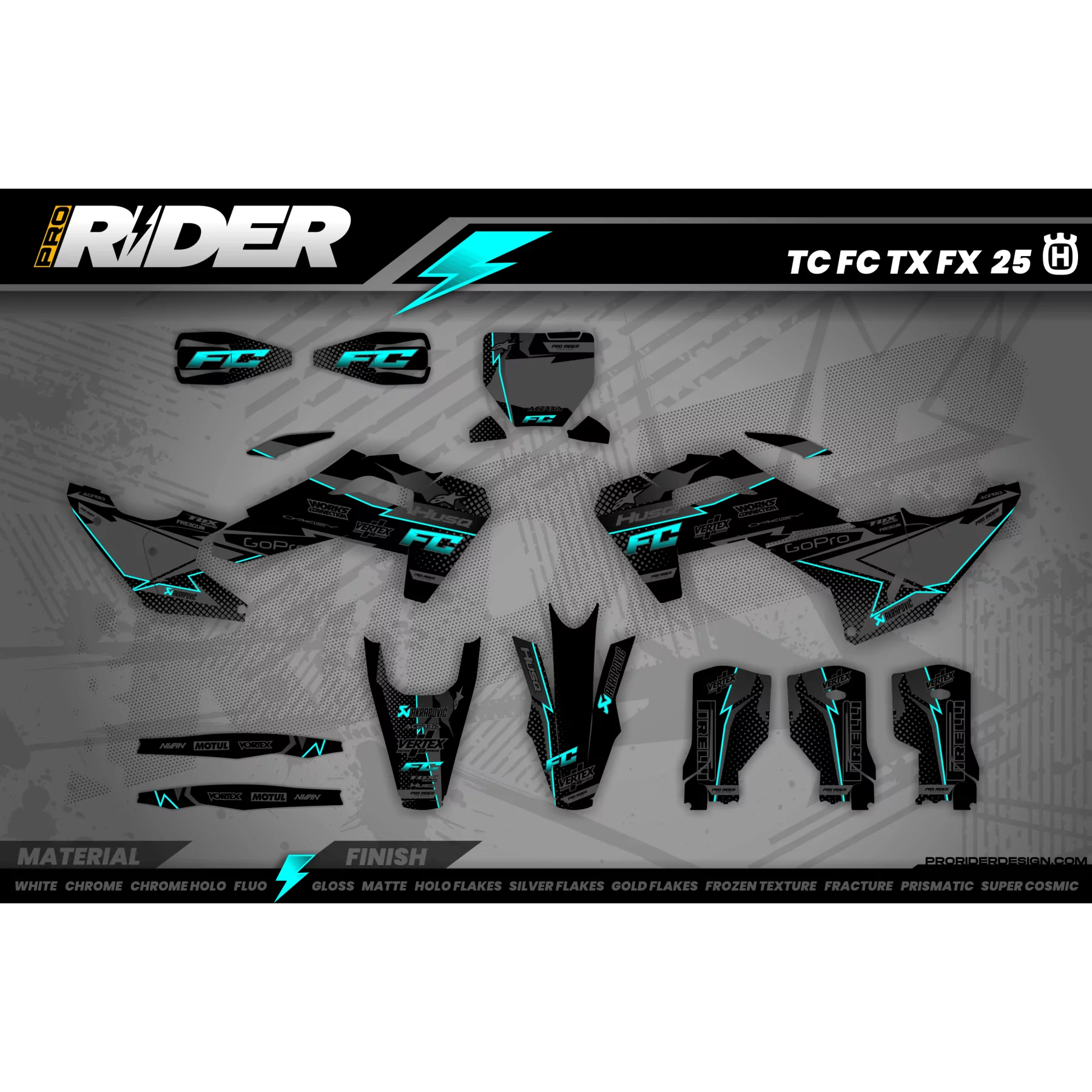 grafiche Motocross HUSQVARNA VERTEX TEAL  - grafiche HUSQVARNA MOTOCROSS / ENDURO