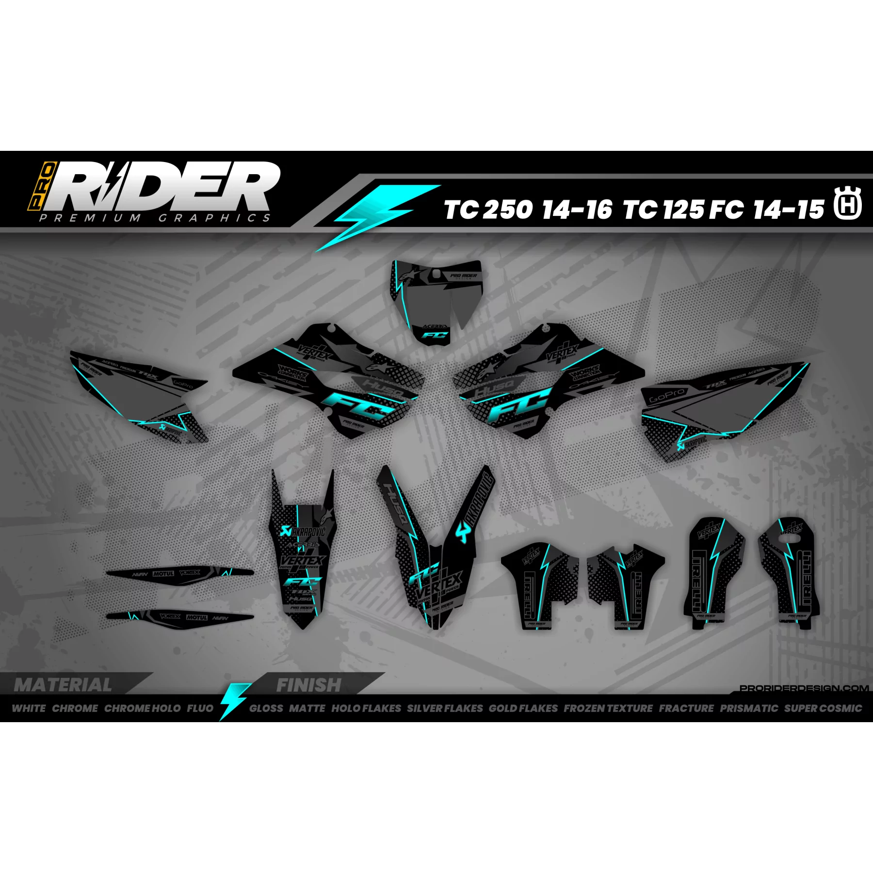 grafiche Motocross HUSQVARNA VERTEX TEAL  - grafiche HUSQVARNA MOTOCROSS / ENDURO