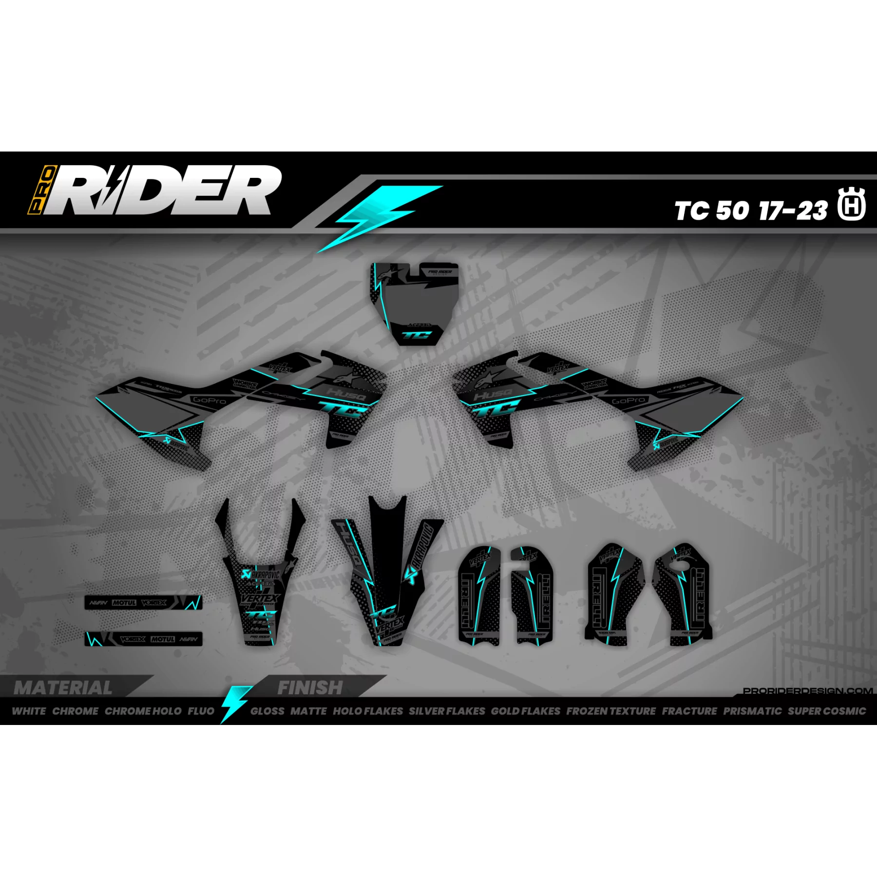 grafiche Motocross HUSQVARNA VERTEX TEAL  - grafiche HUSQVARNA MOTOCROSS / ENDURO