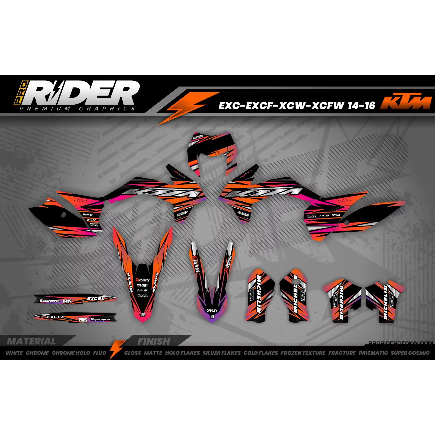 Stickerset MOTOCROSS KTM ORANGE LUMEN - STICKERSET MOTOR KTM