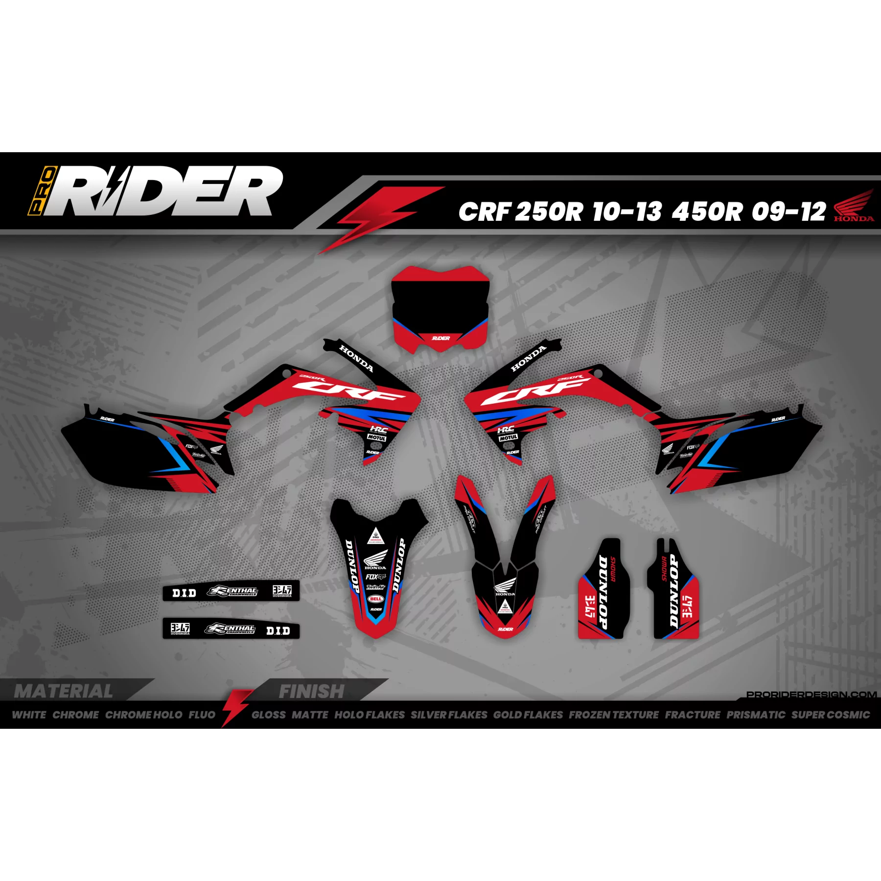 Kit adesivos MOTOCROSS HONDA RED RIFT - KIT ADESIVOS MOTO HONDA