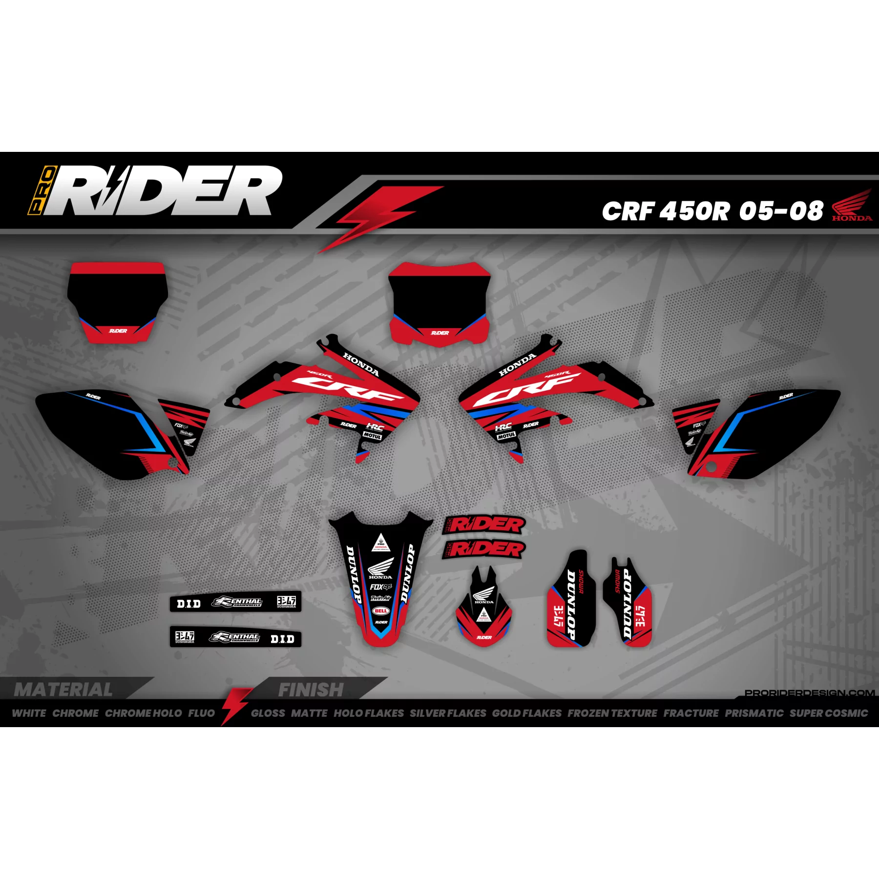 Kit adesivos MOTOCROSS HONDA RED RIFT - KIT ADESIVOS MOTO HONDA