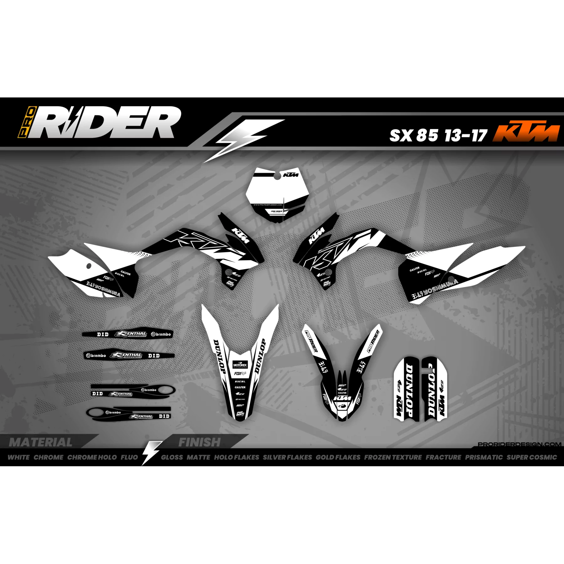 Kit adesivos Motocross KTM perso - BLACK VORTEX - TODOS OS MODELOS KITS ADESIVOS KTM