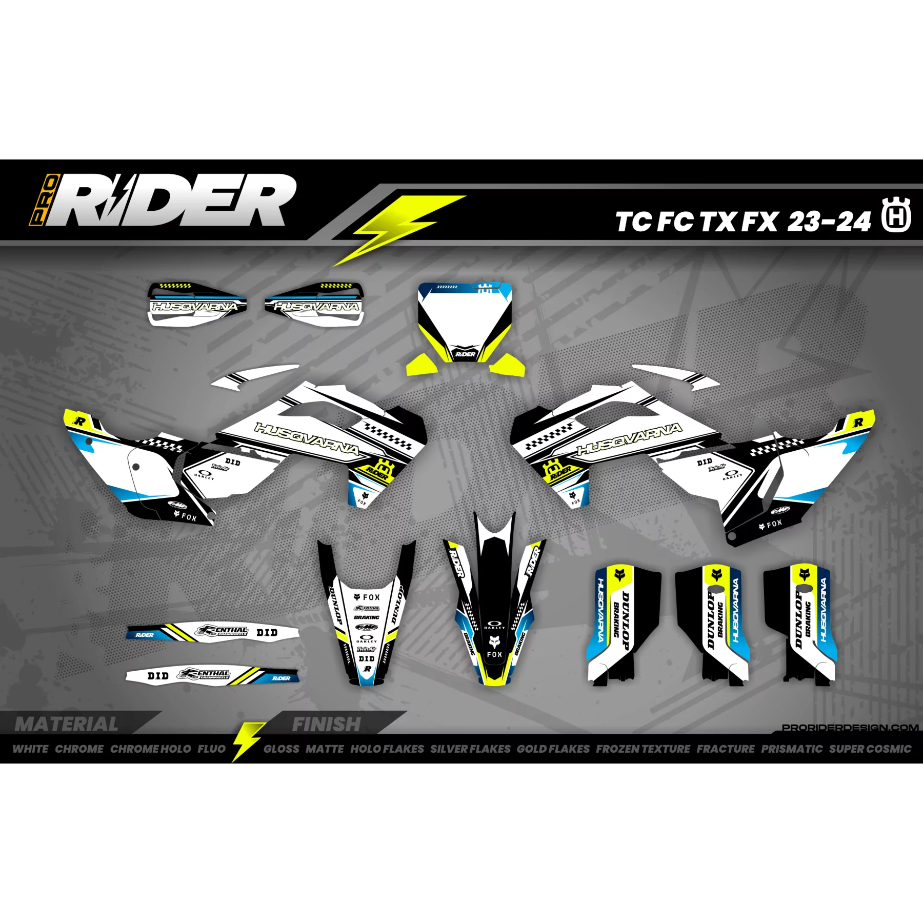 Kit adhesivos MOTOCROSS HUSQVARNA WHITE ORIGIN  - Kit adhesivos MOTO HUSQVARNA