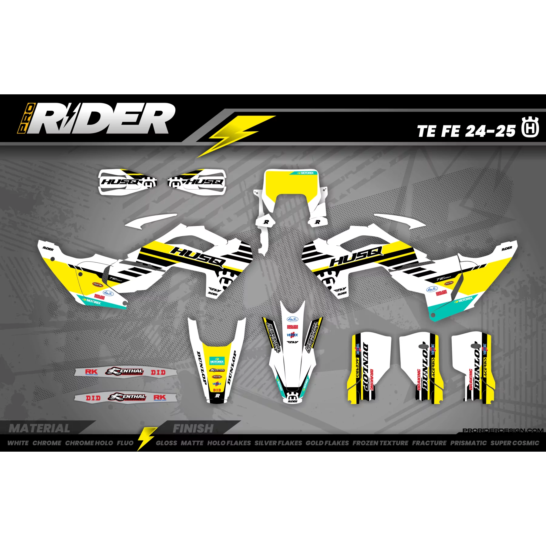 KIT ADHESIVOS MOTOCROSS HUSQVARNA BLACK & YELLOW SOURCE  - Kit adhesivos MOTO HUSQVARNA
