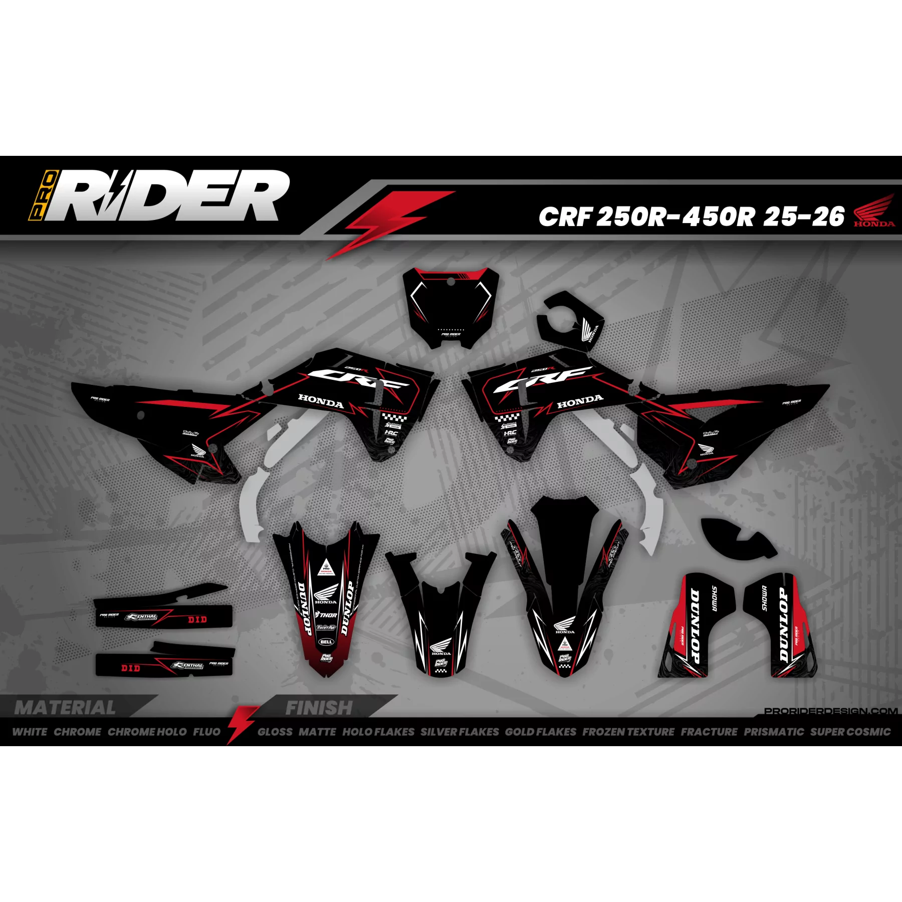 Kit adesivos Motocross HONDA SKYBOUND BLACK - KIT ADESIVOS MOTOCROSS ENDURO