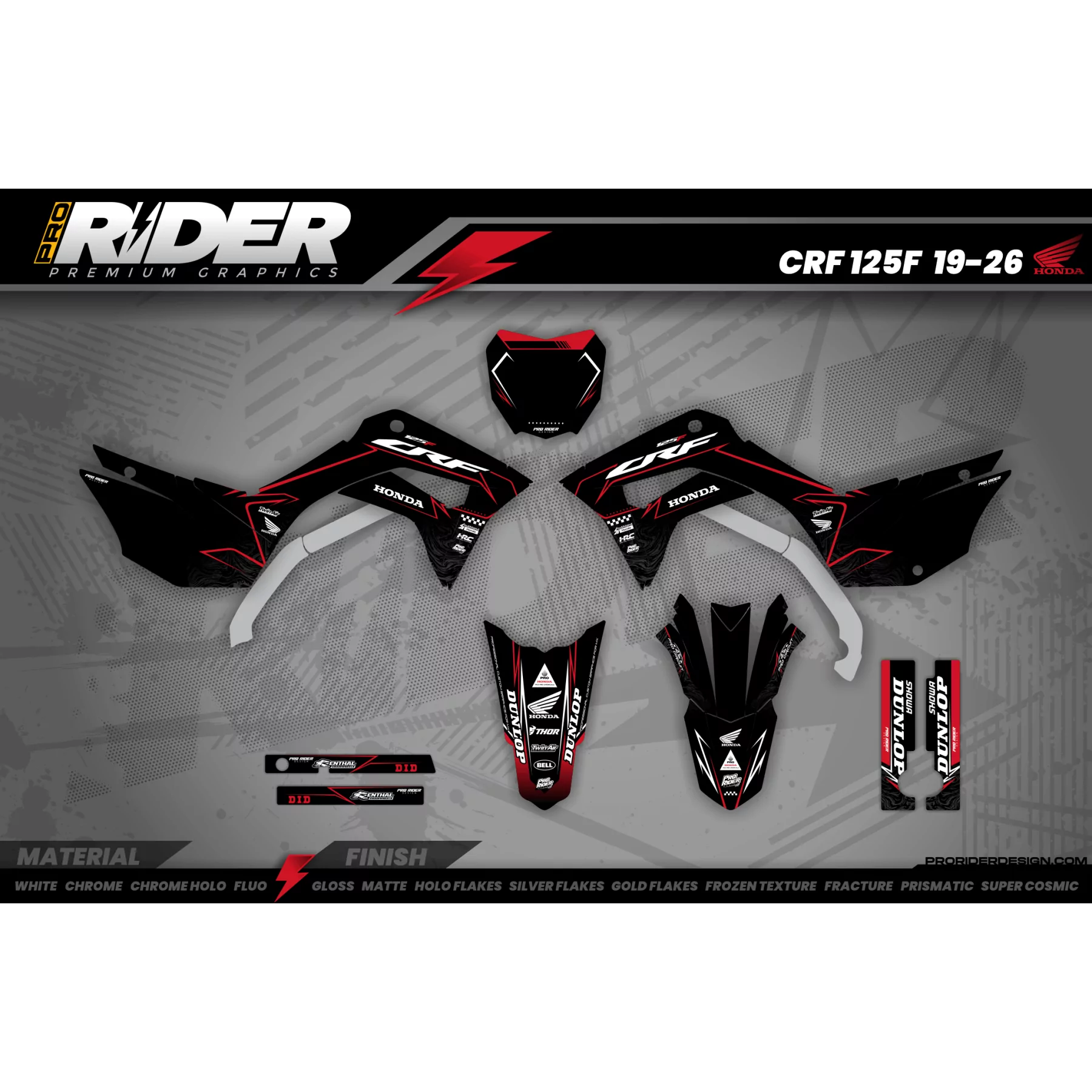 Kit adesivos Motocross HONDA SKYBOUND BLACK - KIT ADESIVOS MOTOCROSS ENDURO